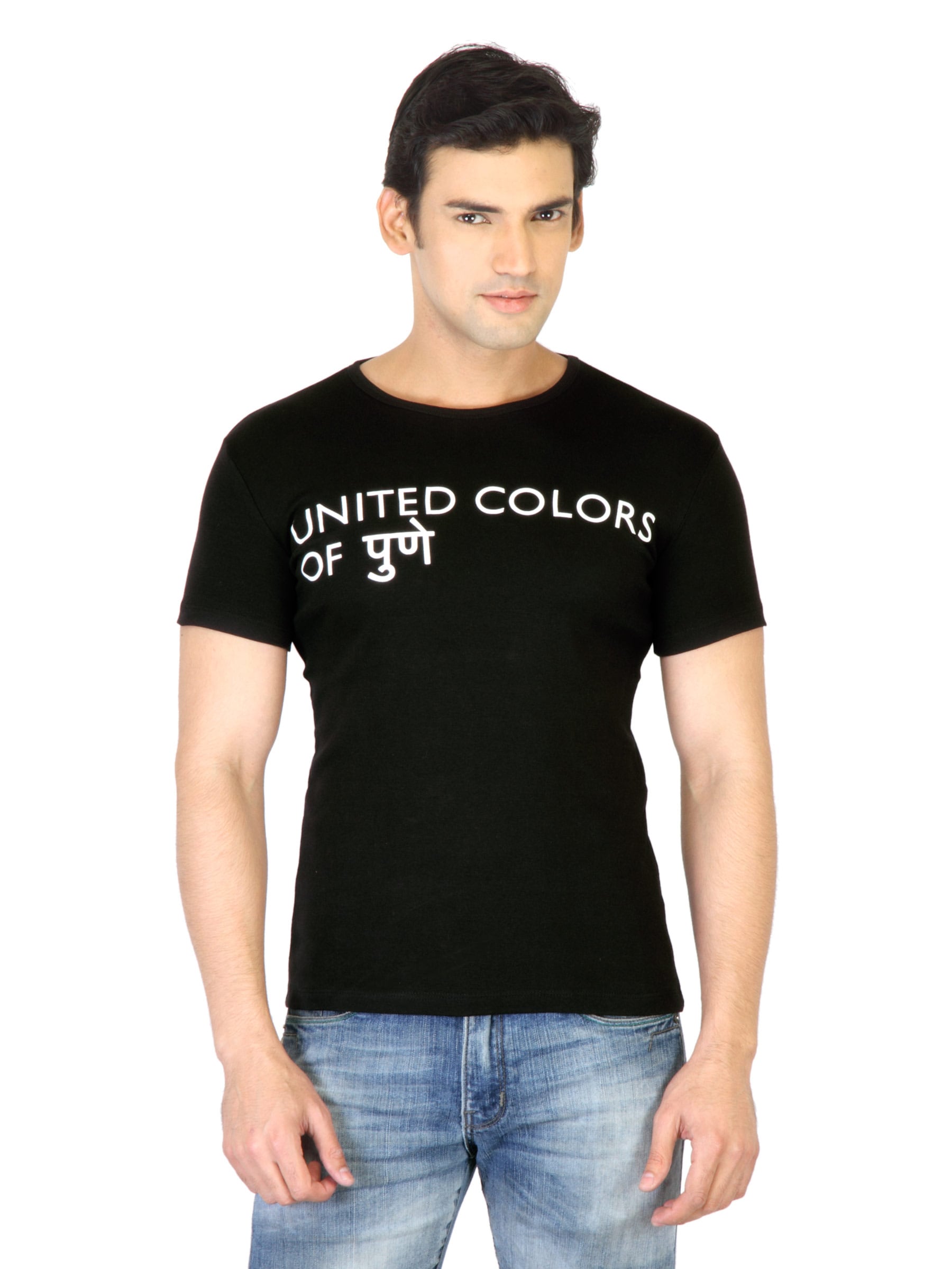 United Colors Of Benetton Men Black T-shirt
