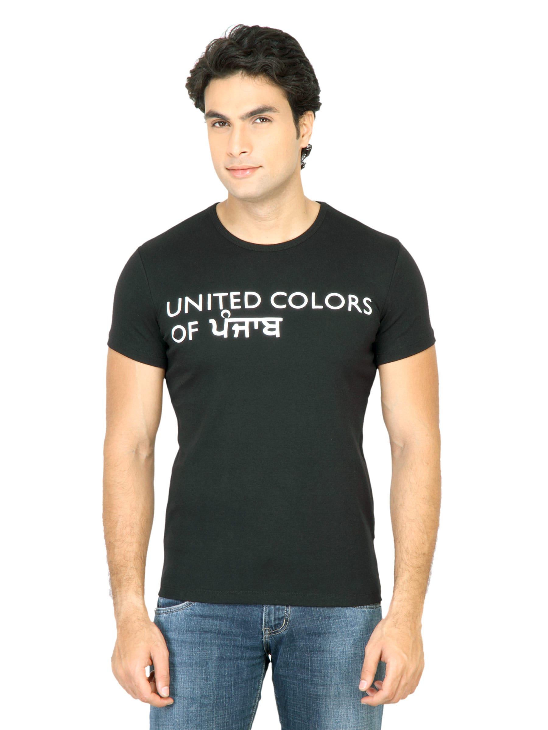 United Colors of Benetton Men Solid Black TShirt