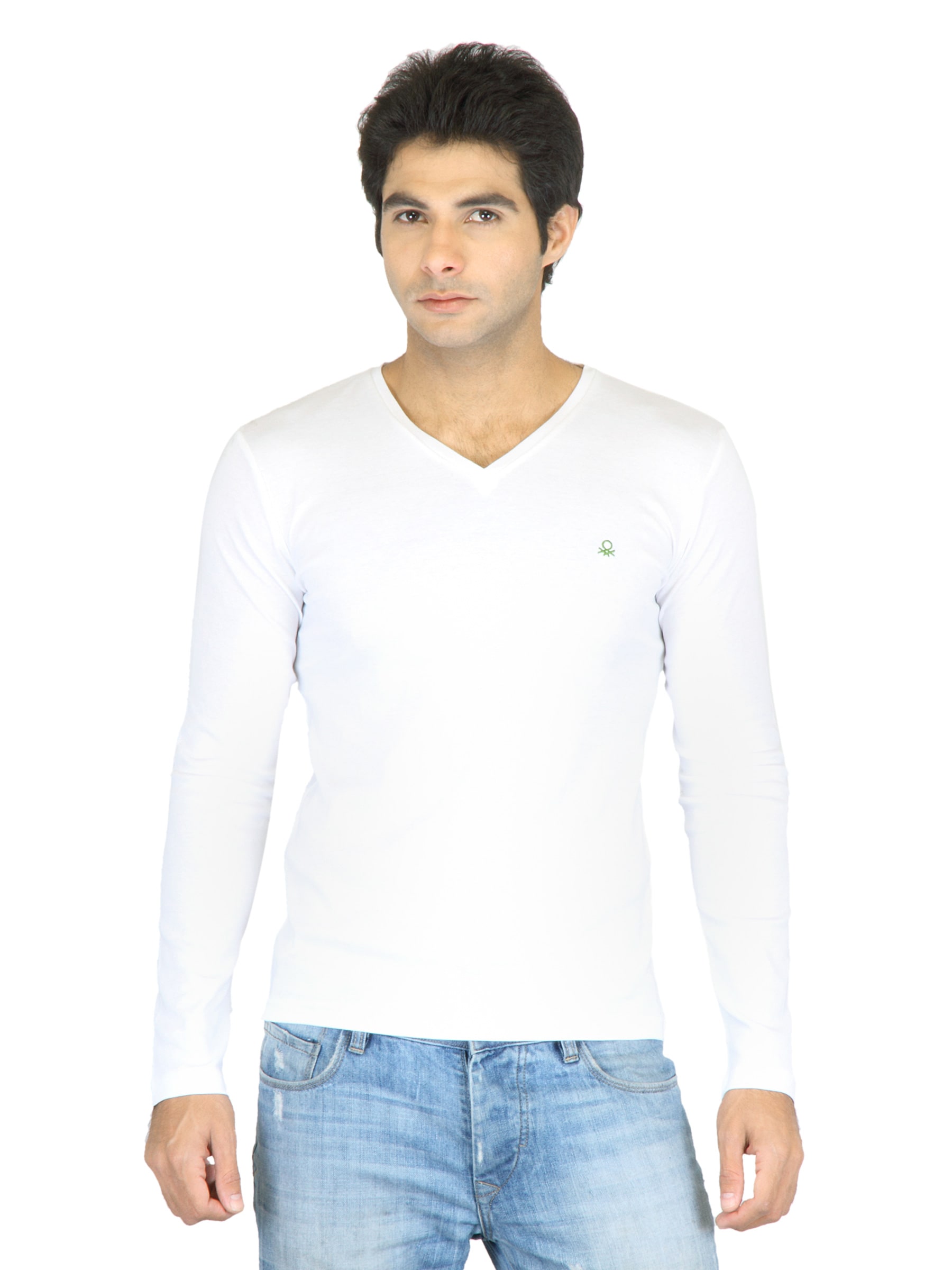 United Colors of Benetton Men White Solid T-shirt