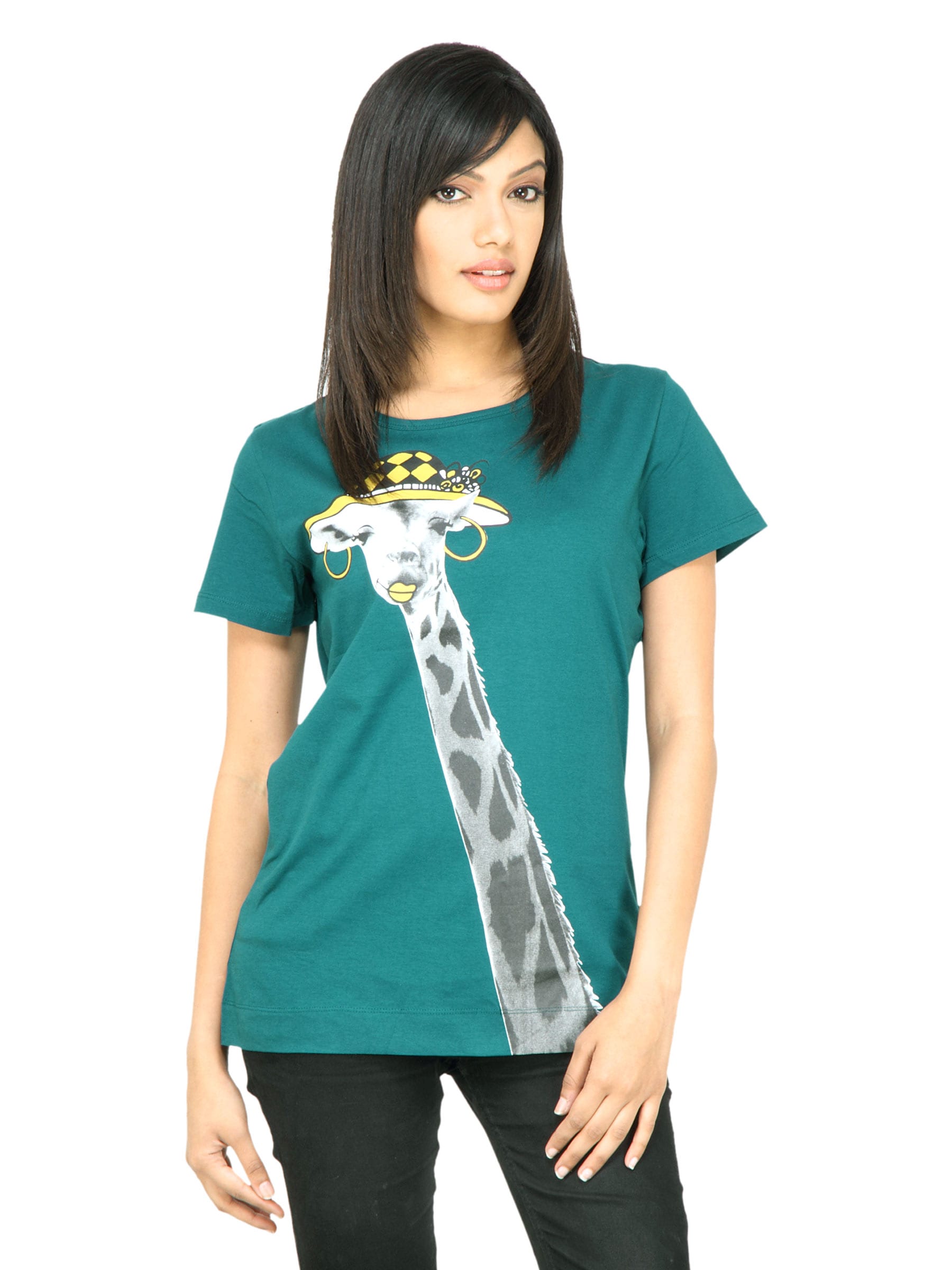 United Colors of Benetton Women Printed Green T-shirt