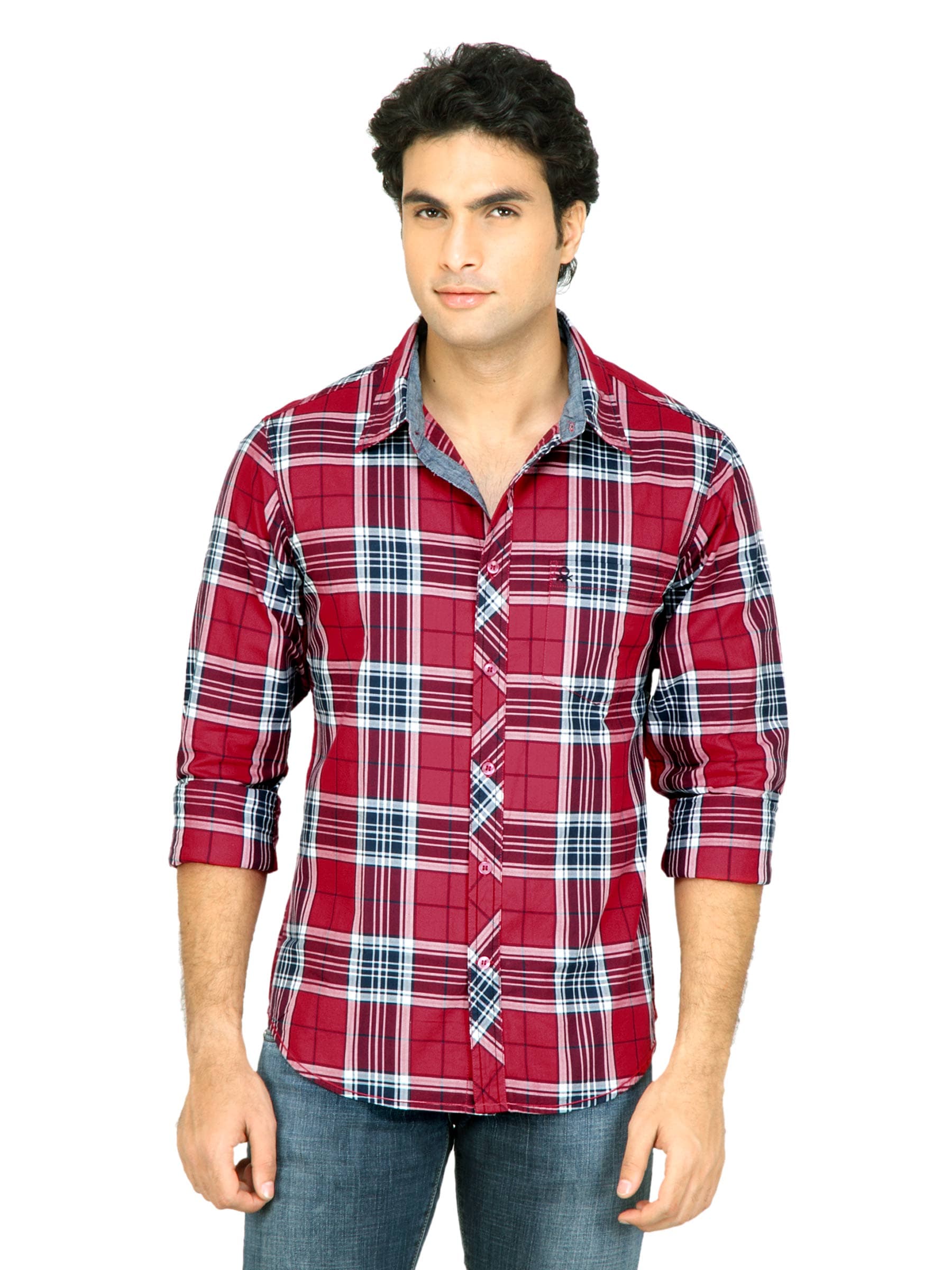 United Colors of Benetton Men Check Red Shirt
