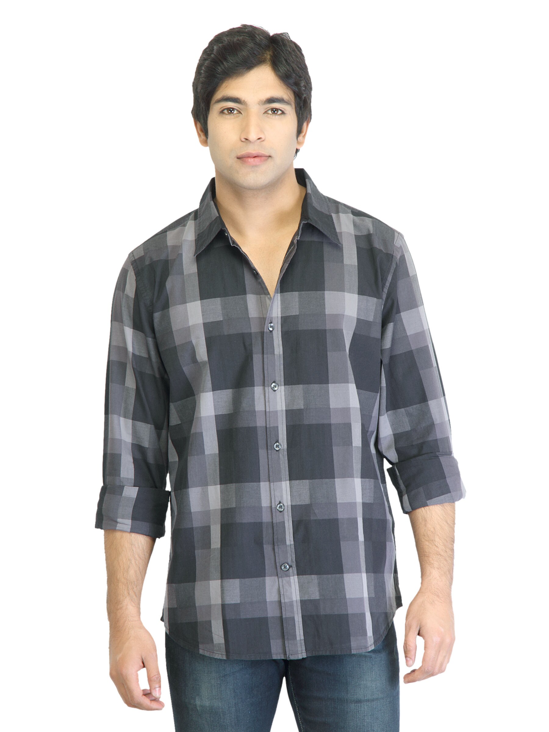 United Colors of Benetton Men Black Check Shirt