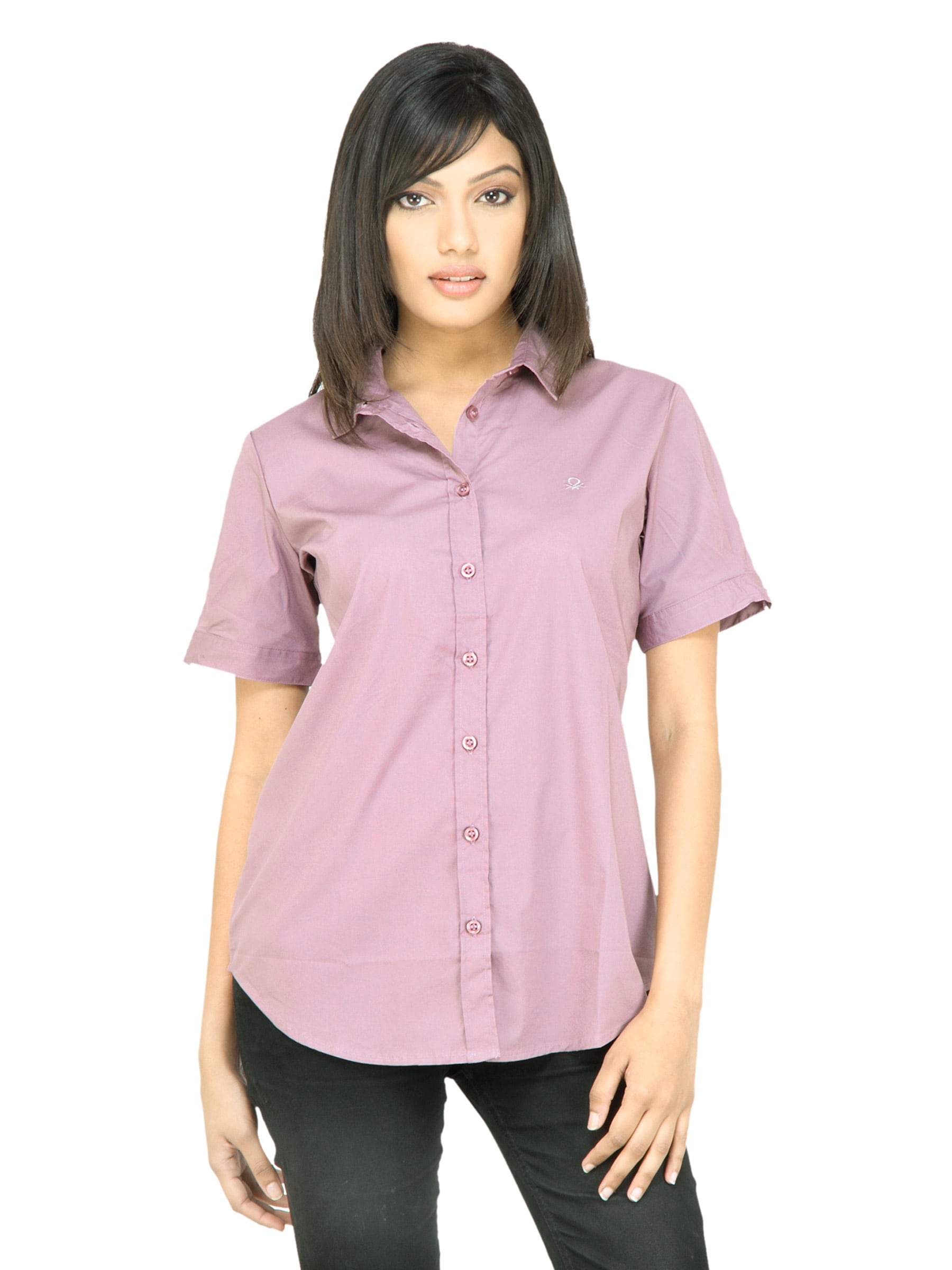 United Colors of Benetton Women Solid Lavender Shirt