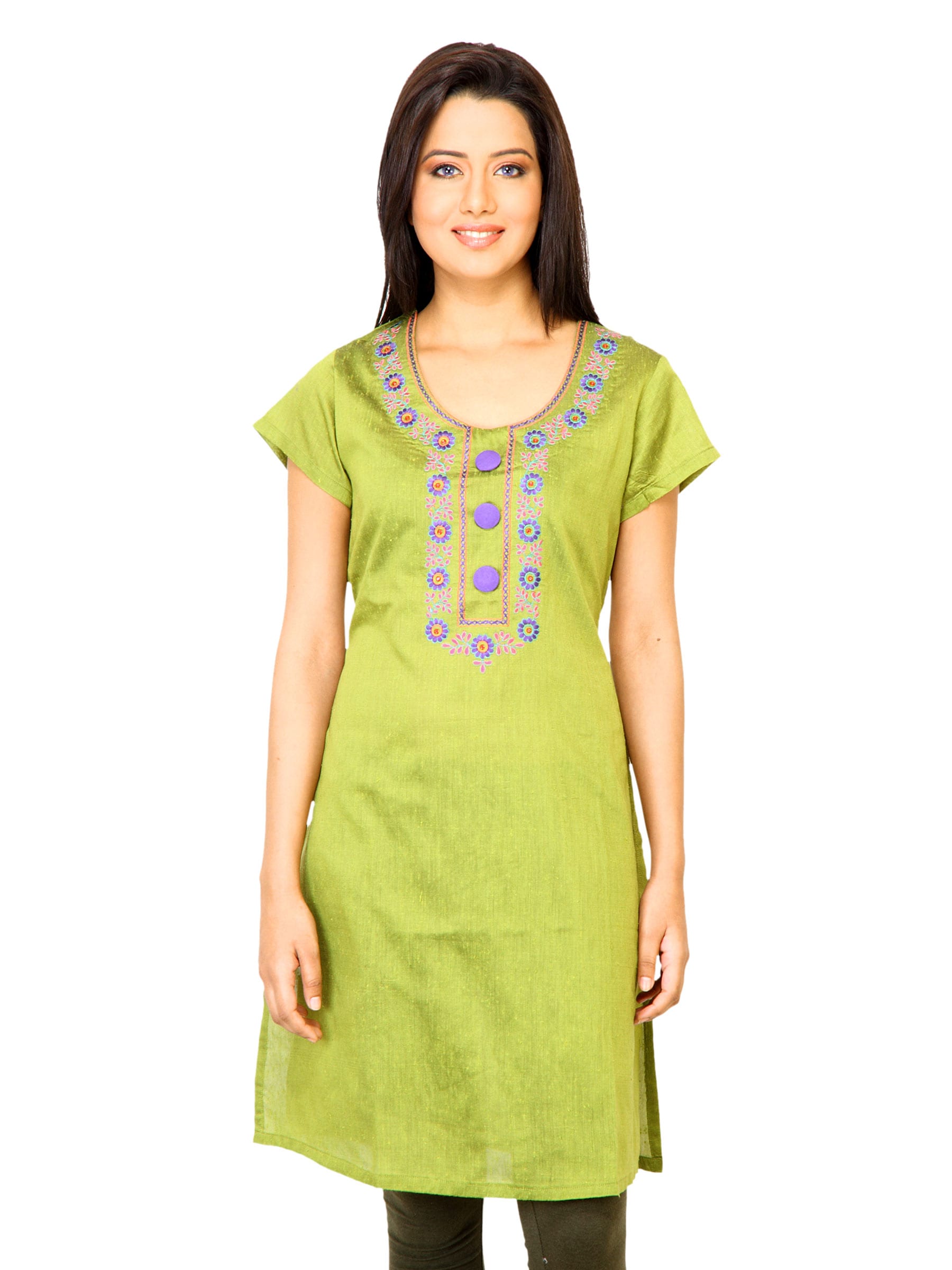 Diva Women Embroided Green Kurta