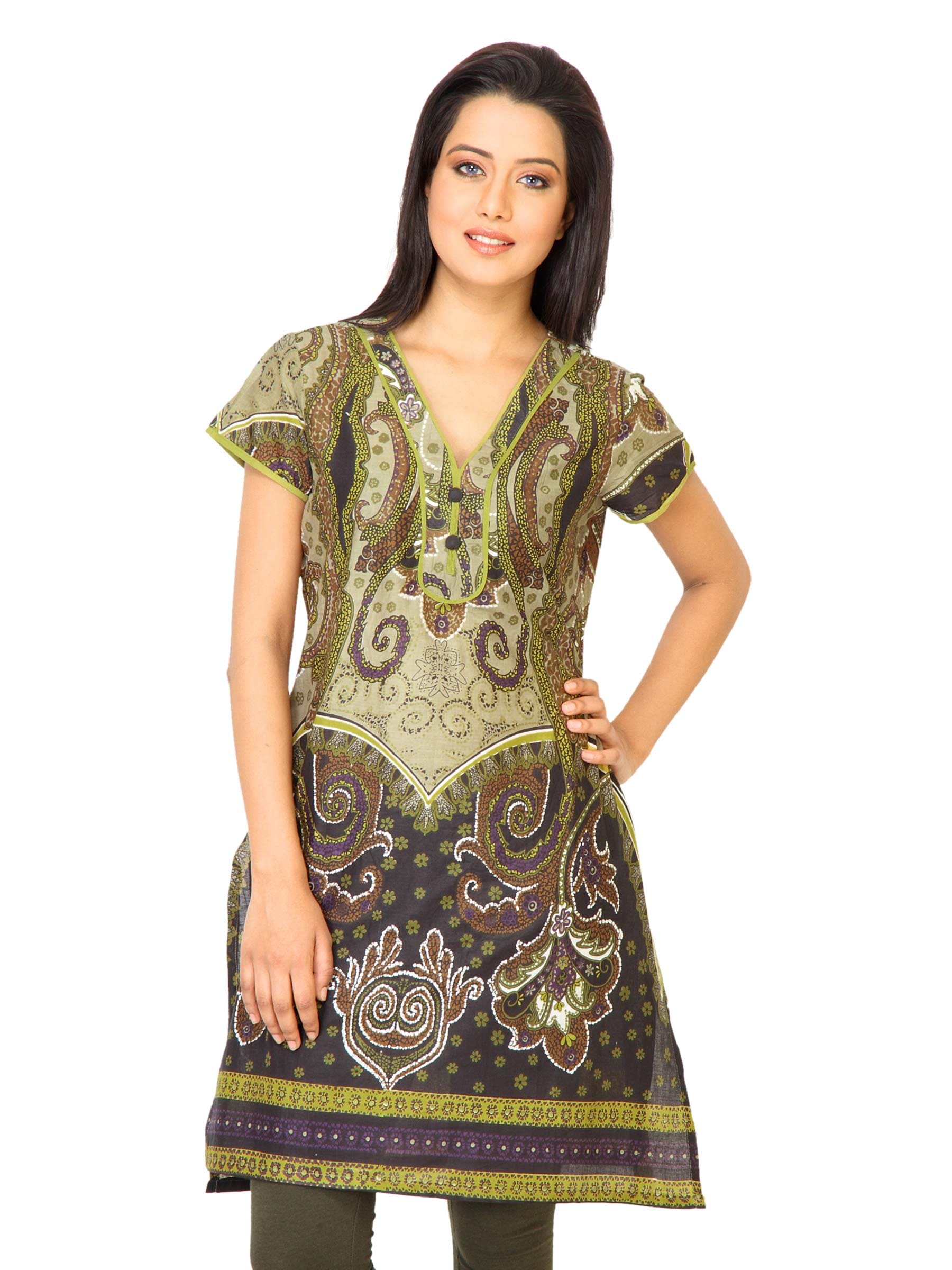 Diva Women Printed Olive Kurta