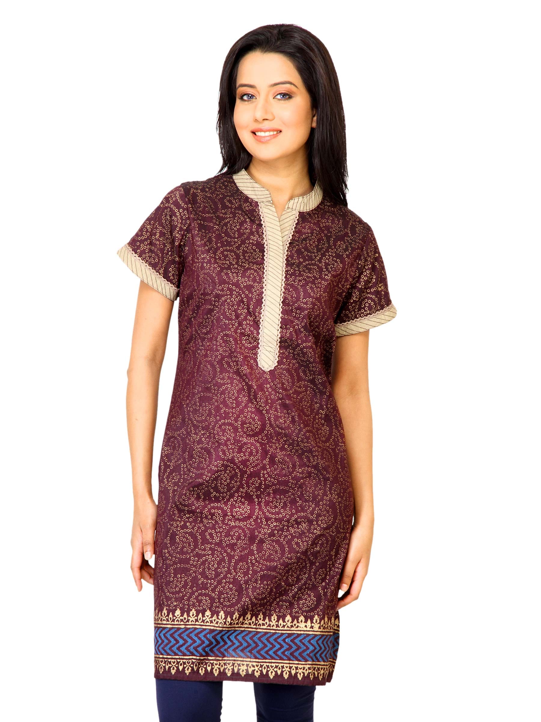 Diva Women Gold Printed Kurta