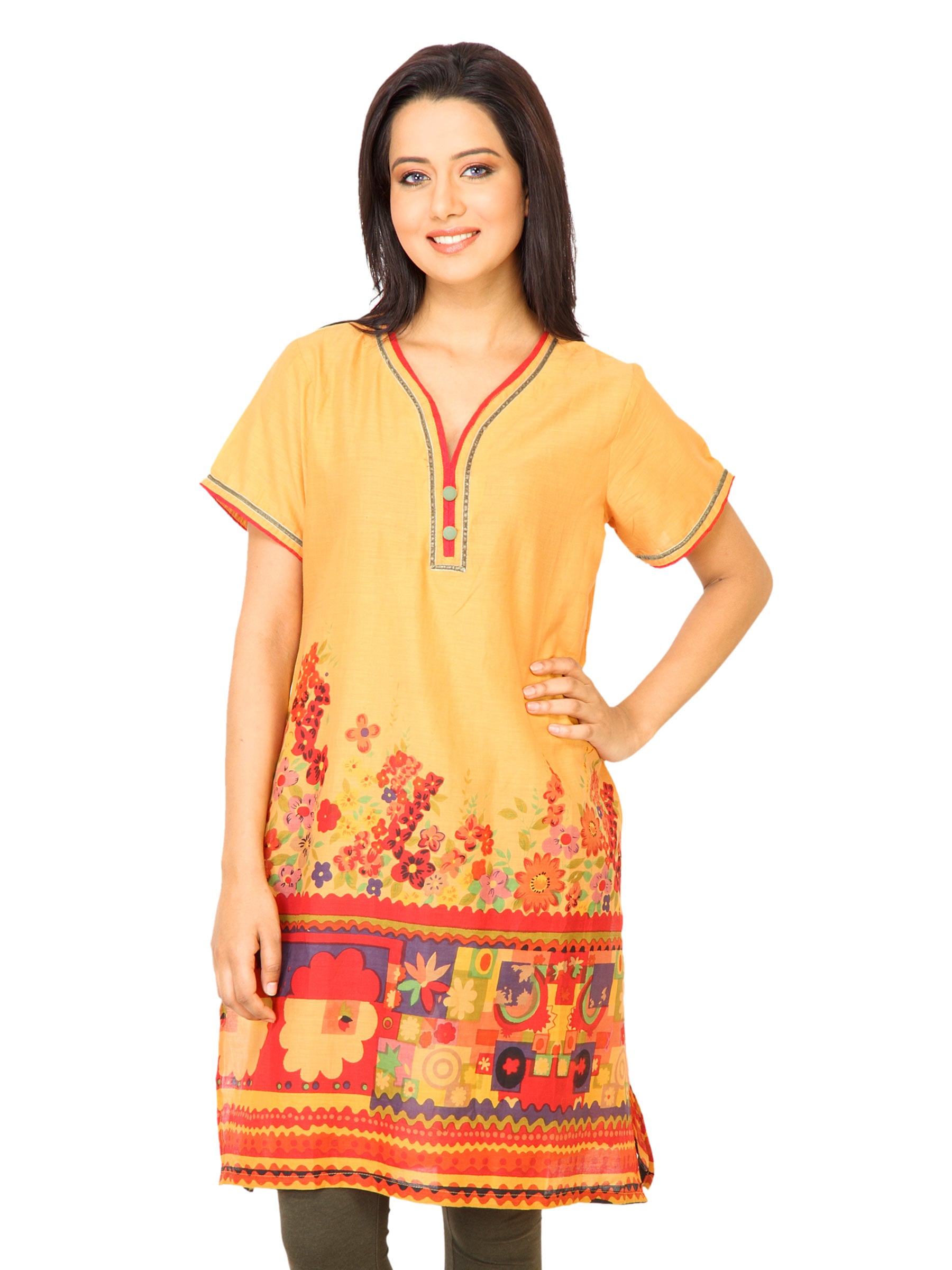 Diva Women Printed Orange Kurta