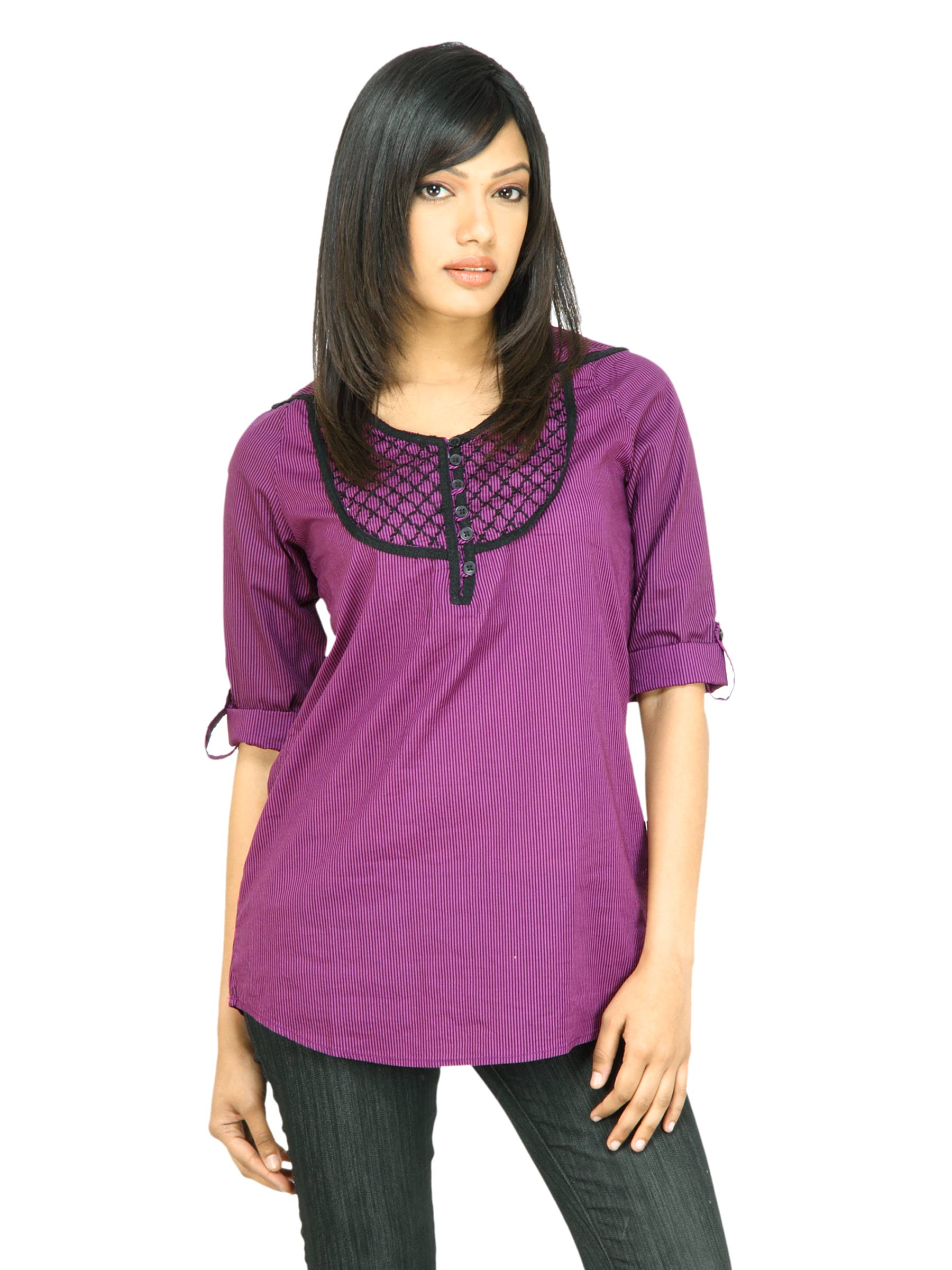 Wrangler Women Lace Detail Purple Top