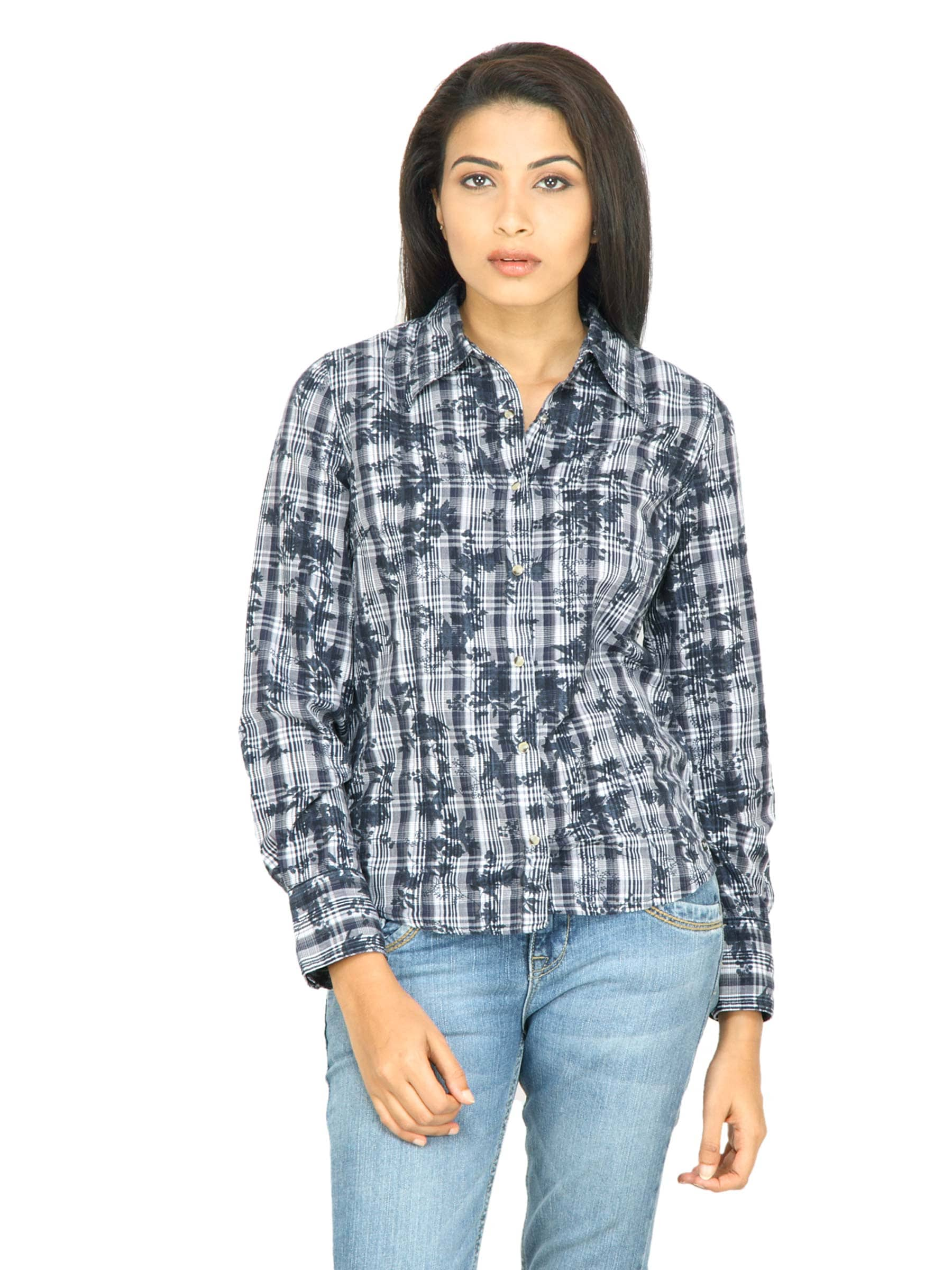 Wrangler Women Western Yoke Black Shirt