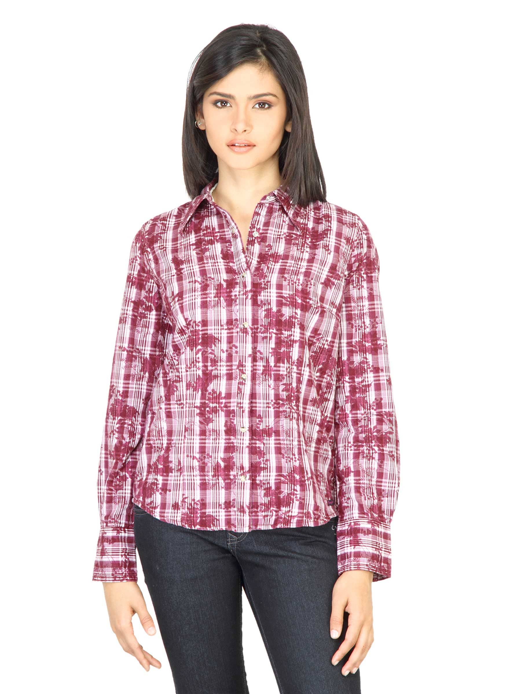 Wrangler Women Flower Purple Shirt