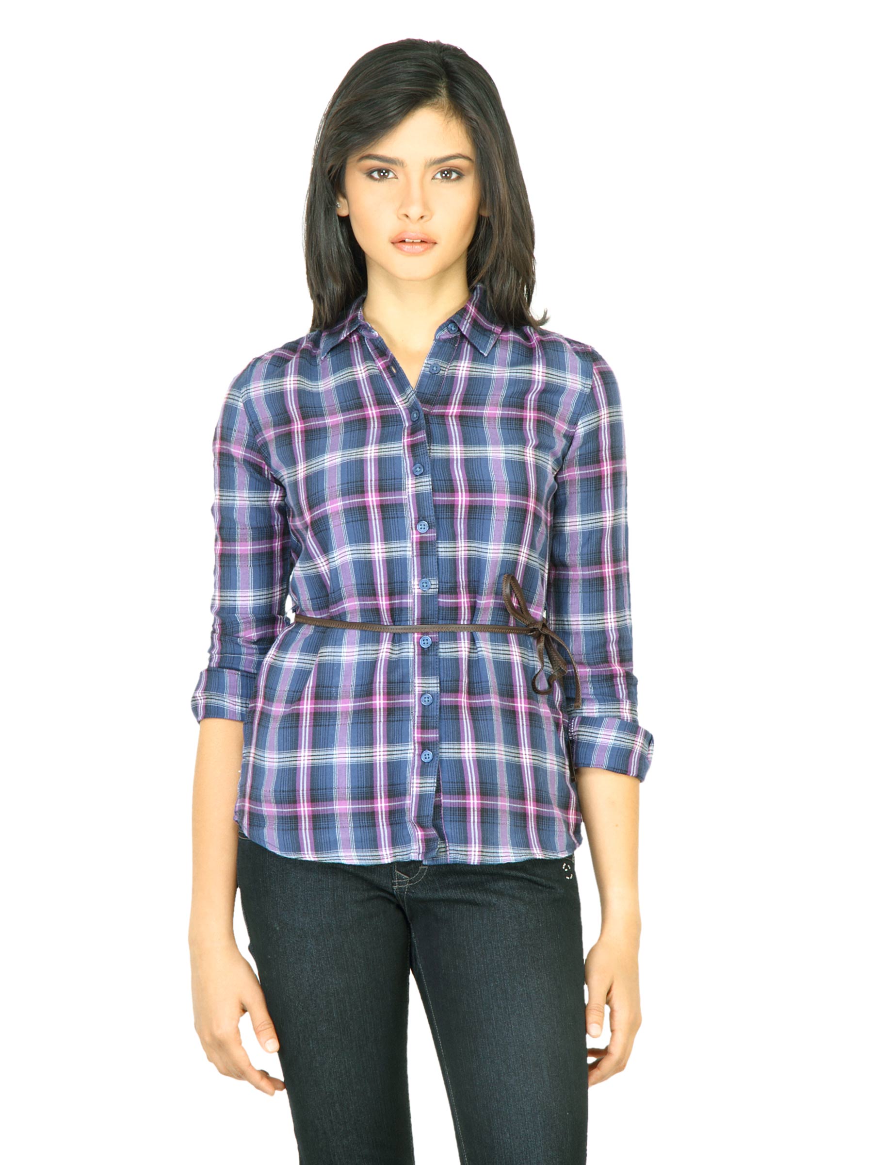 Wrangler Women Belted Purple Shirt