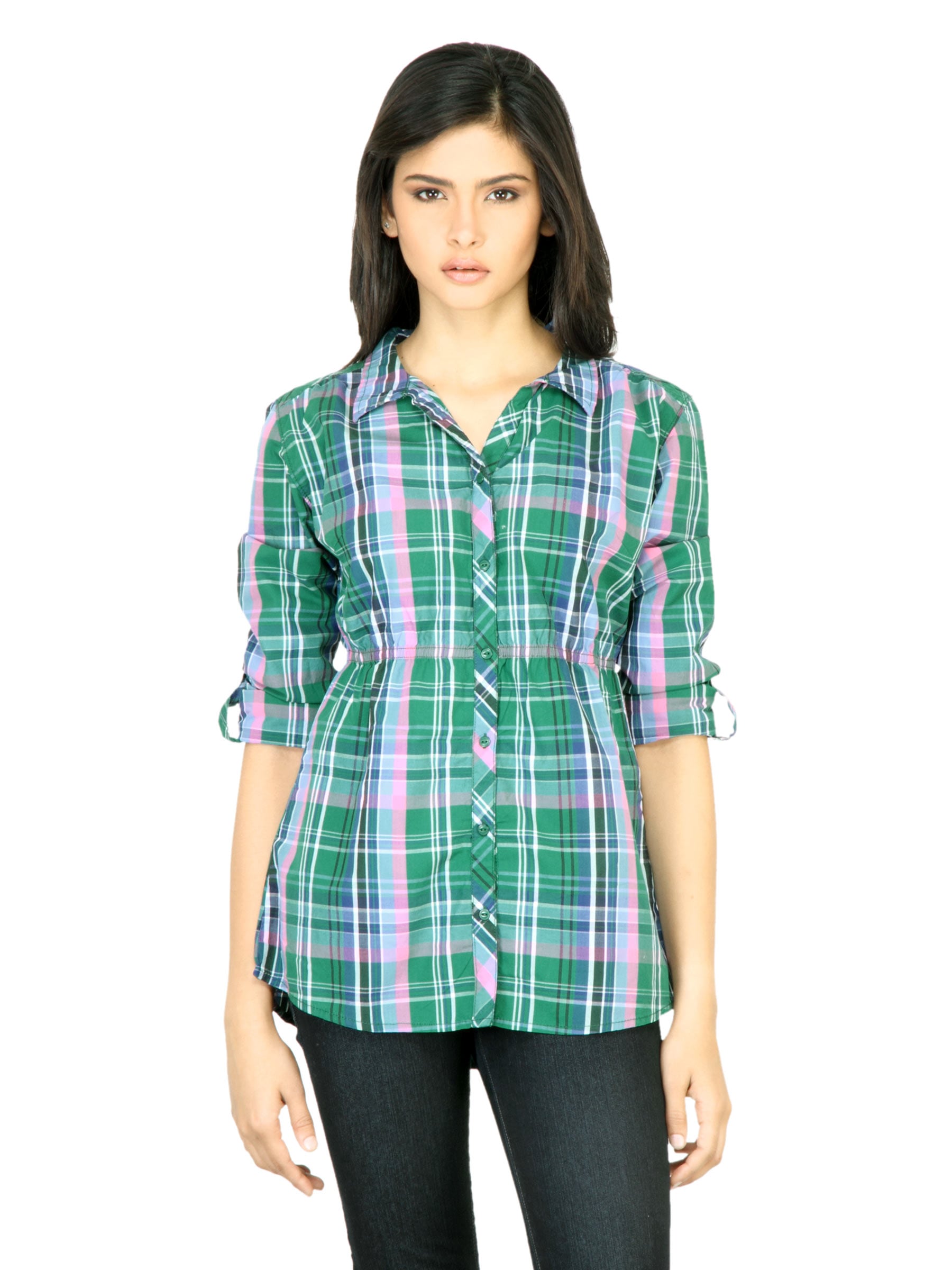 Wrangler Women Roll Up Green Shirt