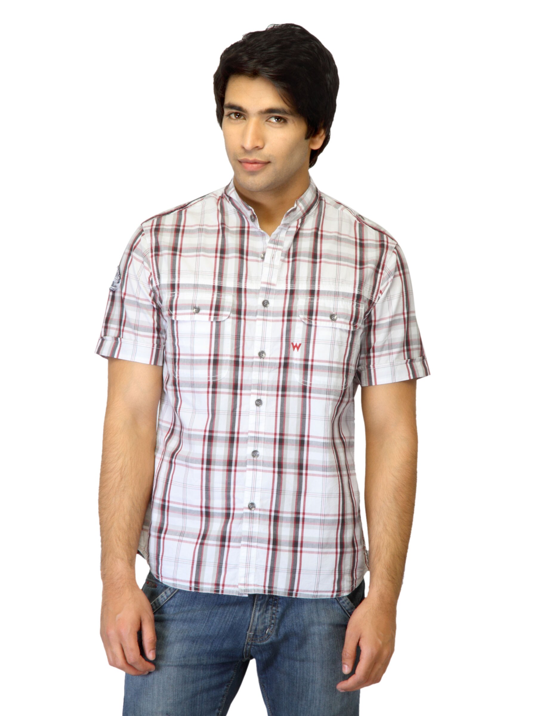 Wrangler Men Check White Shirt