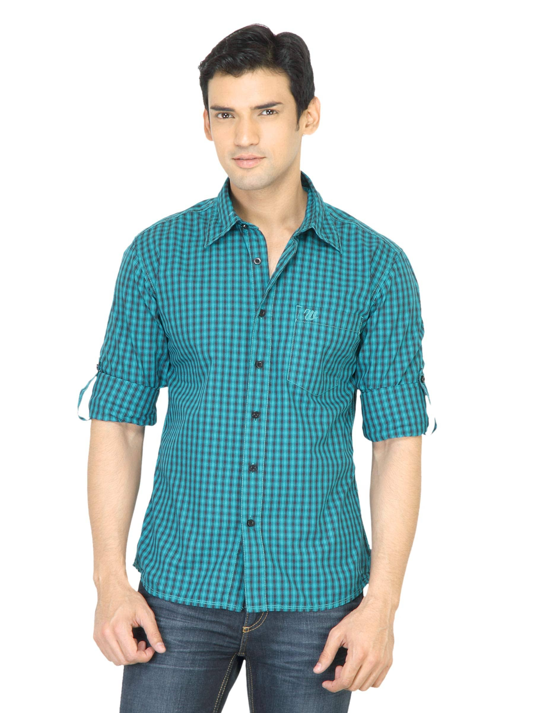 Wrangler Men Dark Green Check Shirt