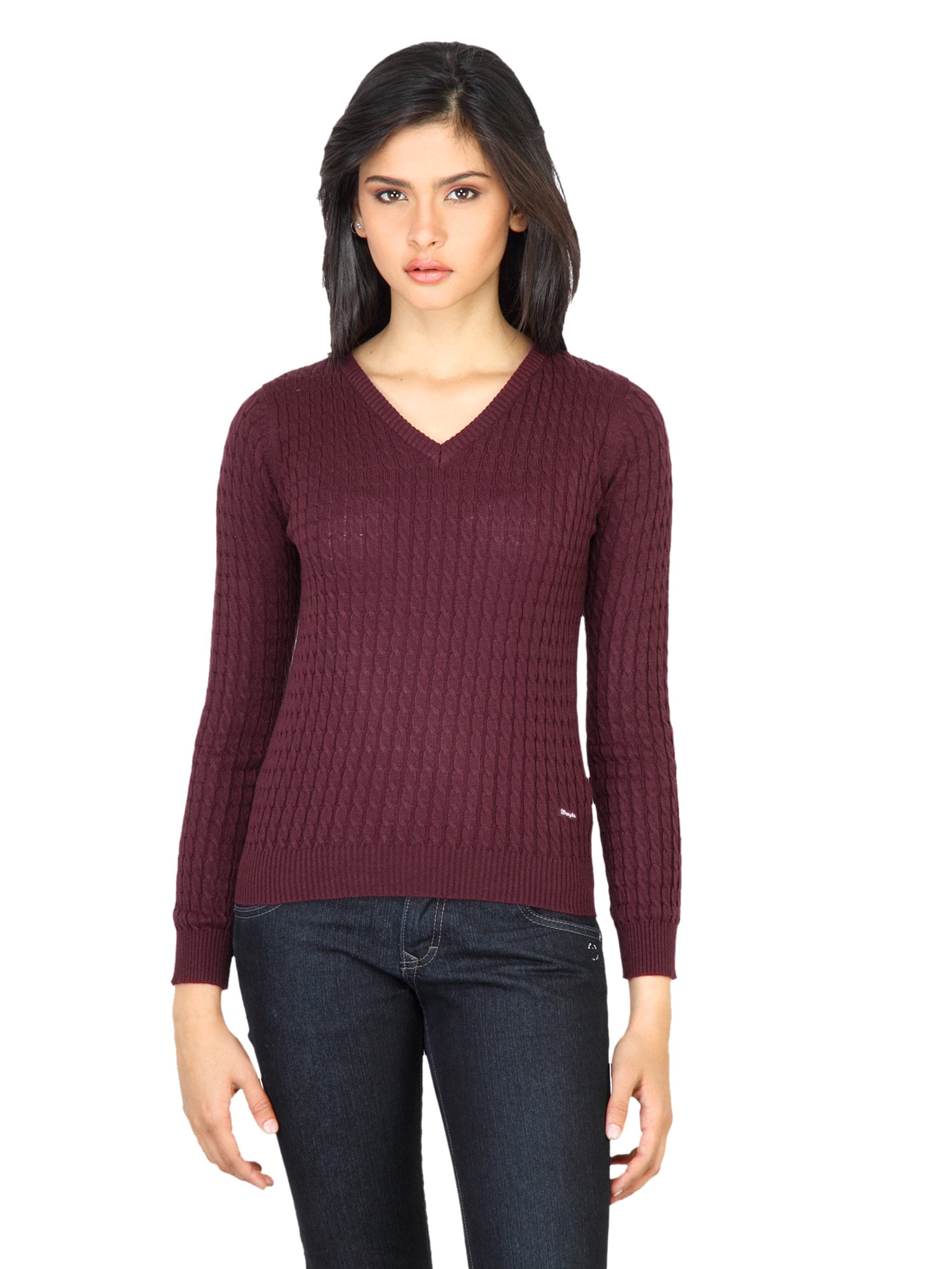 Wrangler Women Cable Red Sweater