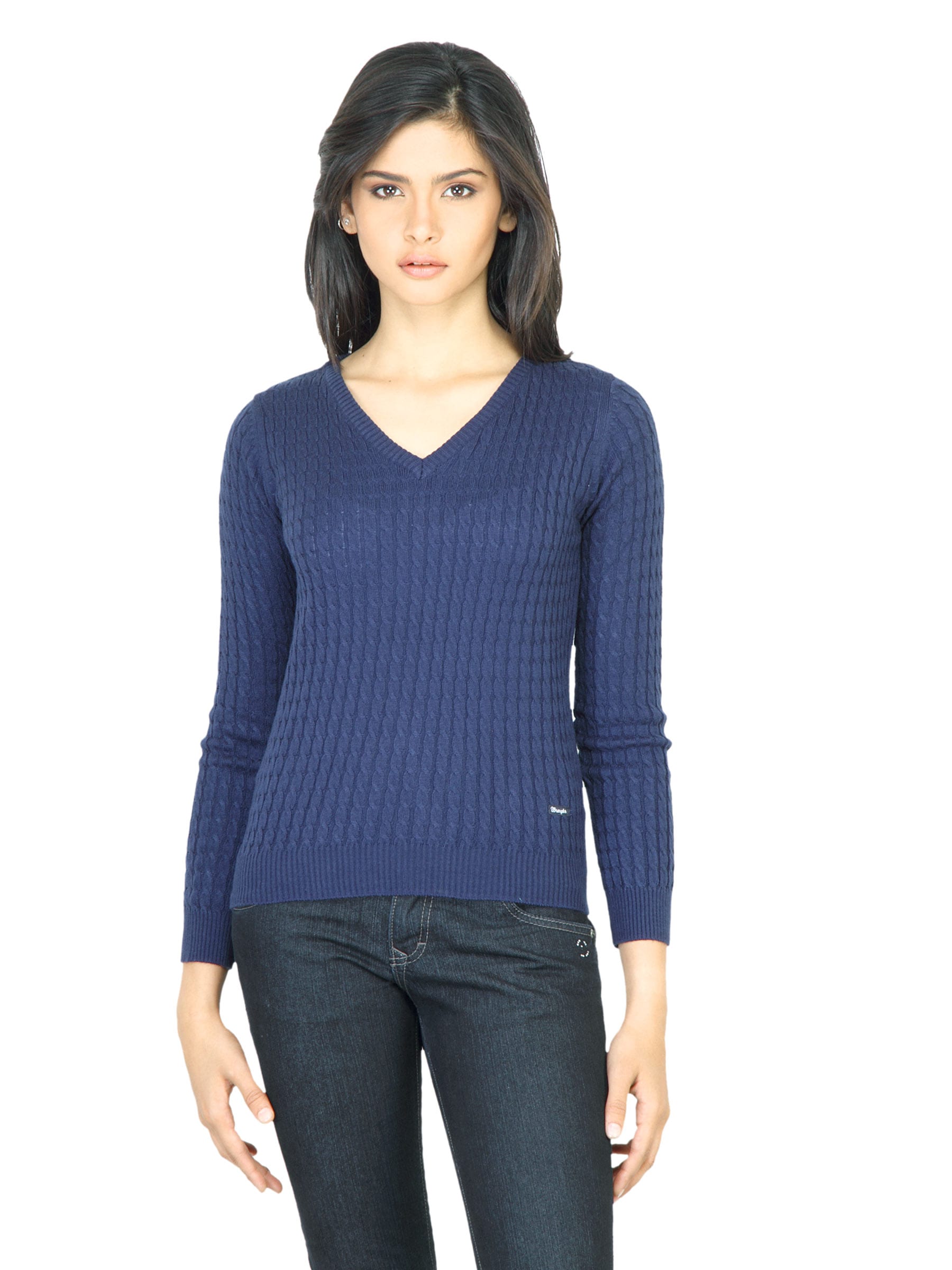 Wrangler Women Cable Blue Sweater