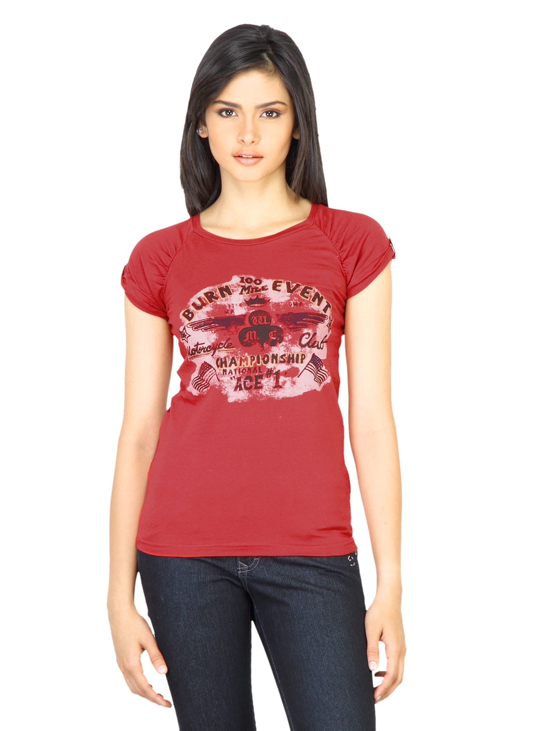 Wrangler Women Printed Red T-shirt