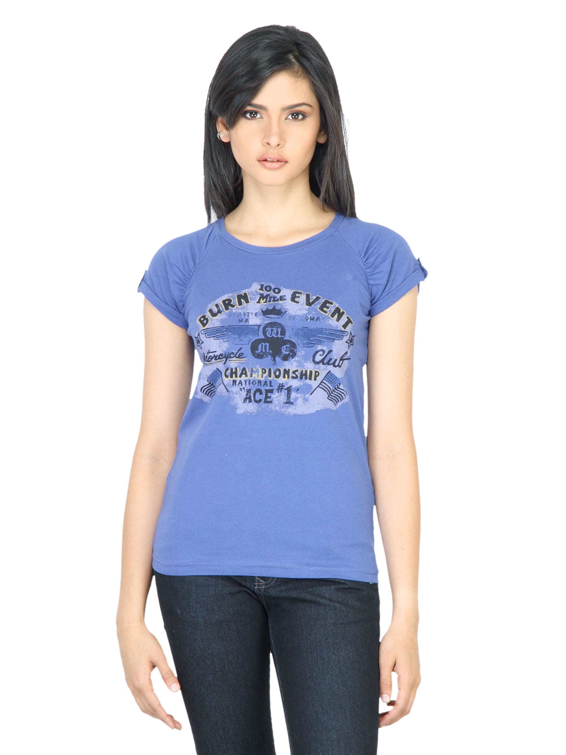 Wrangler Women Printed Blue T-shirt