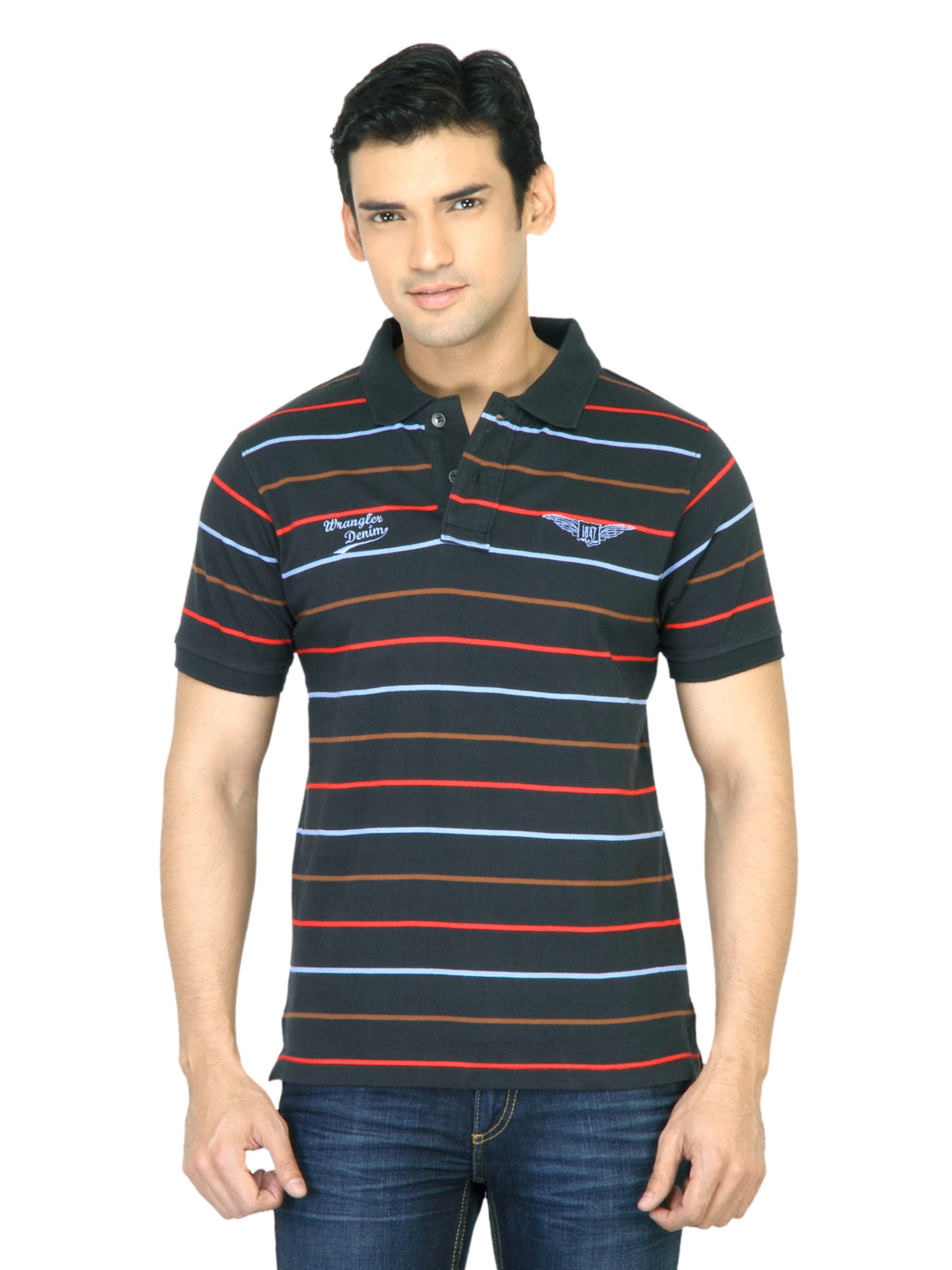 Wrangler Men Polo Charcoal T-shirt