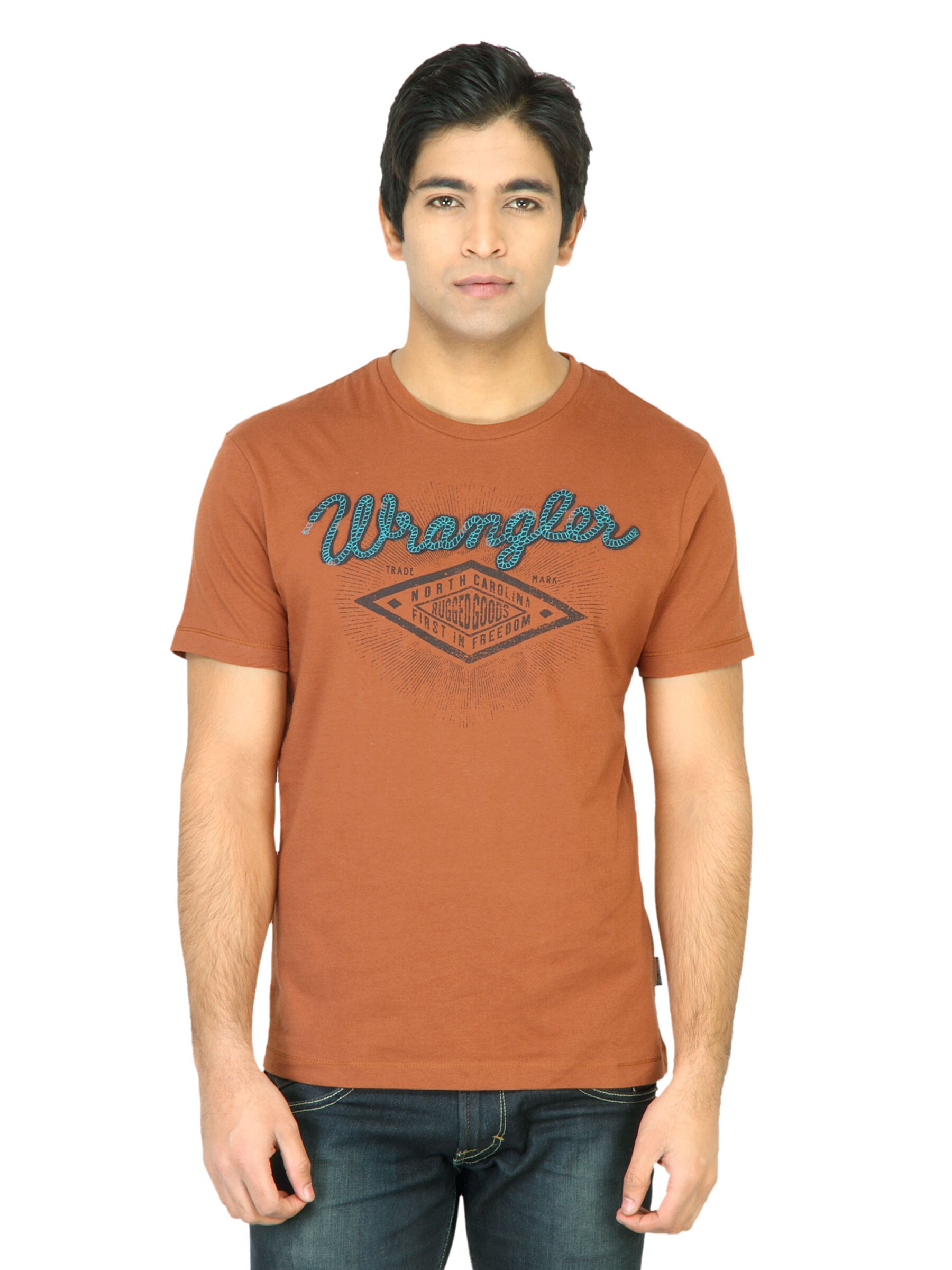 Wrangler Men Rust Red T-shirt