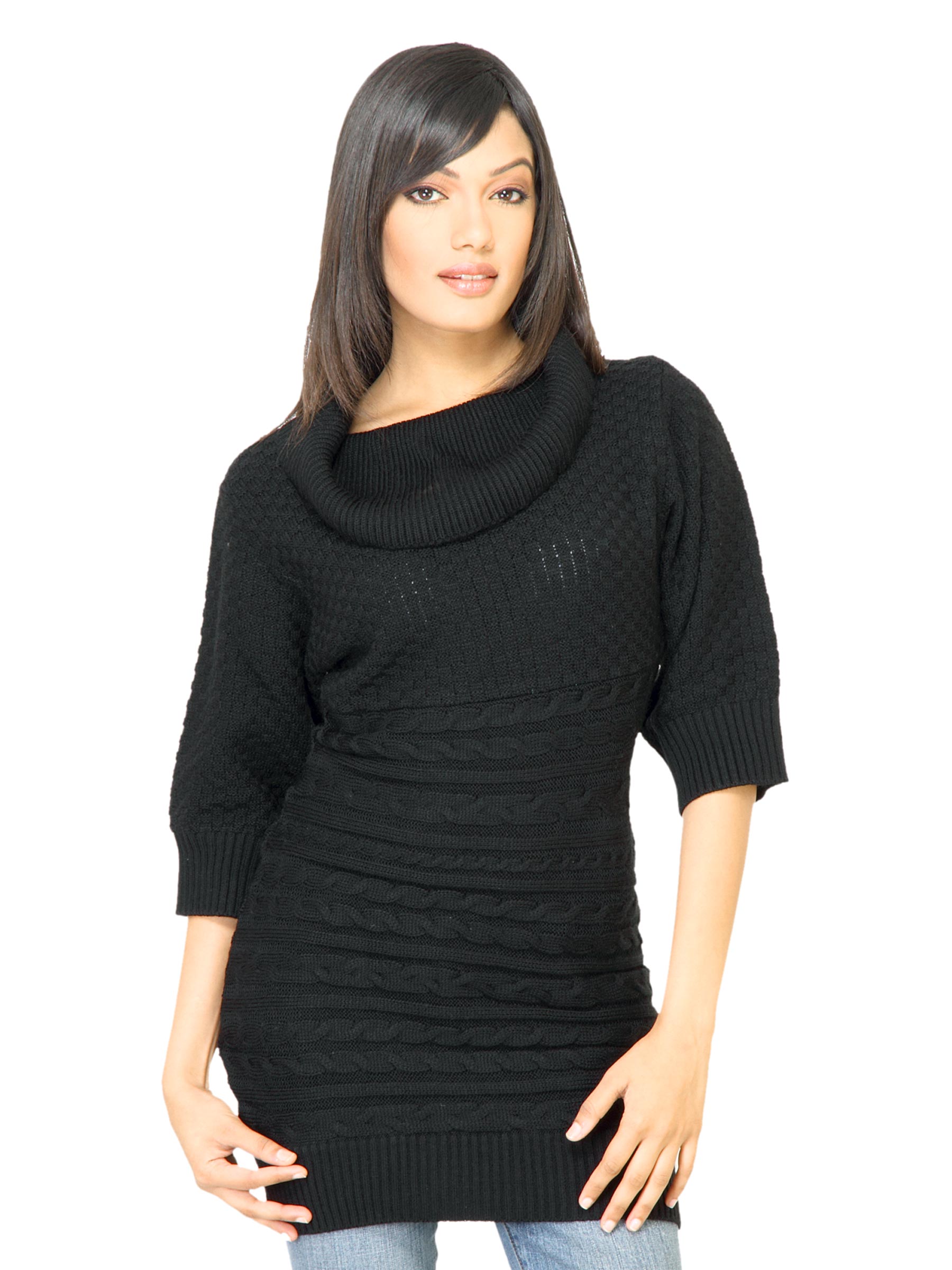 Jealous 21 Women Solid Black Sweater
