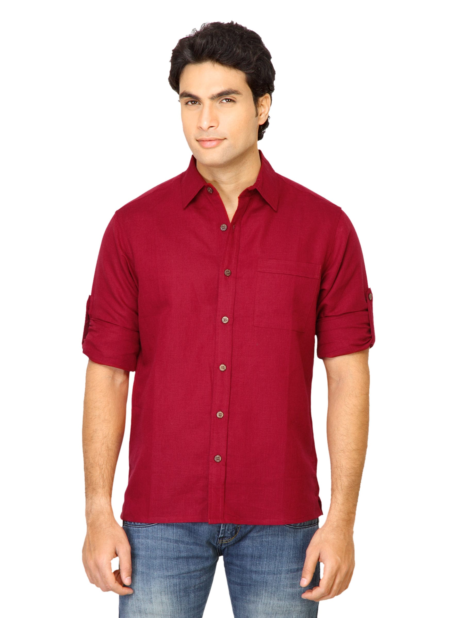 Mother Earth Men Solid Maroon Shirt