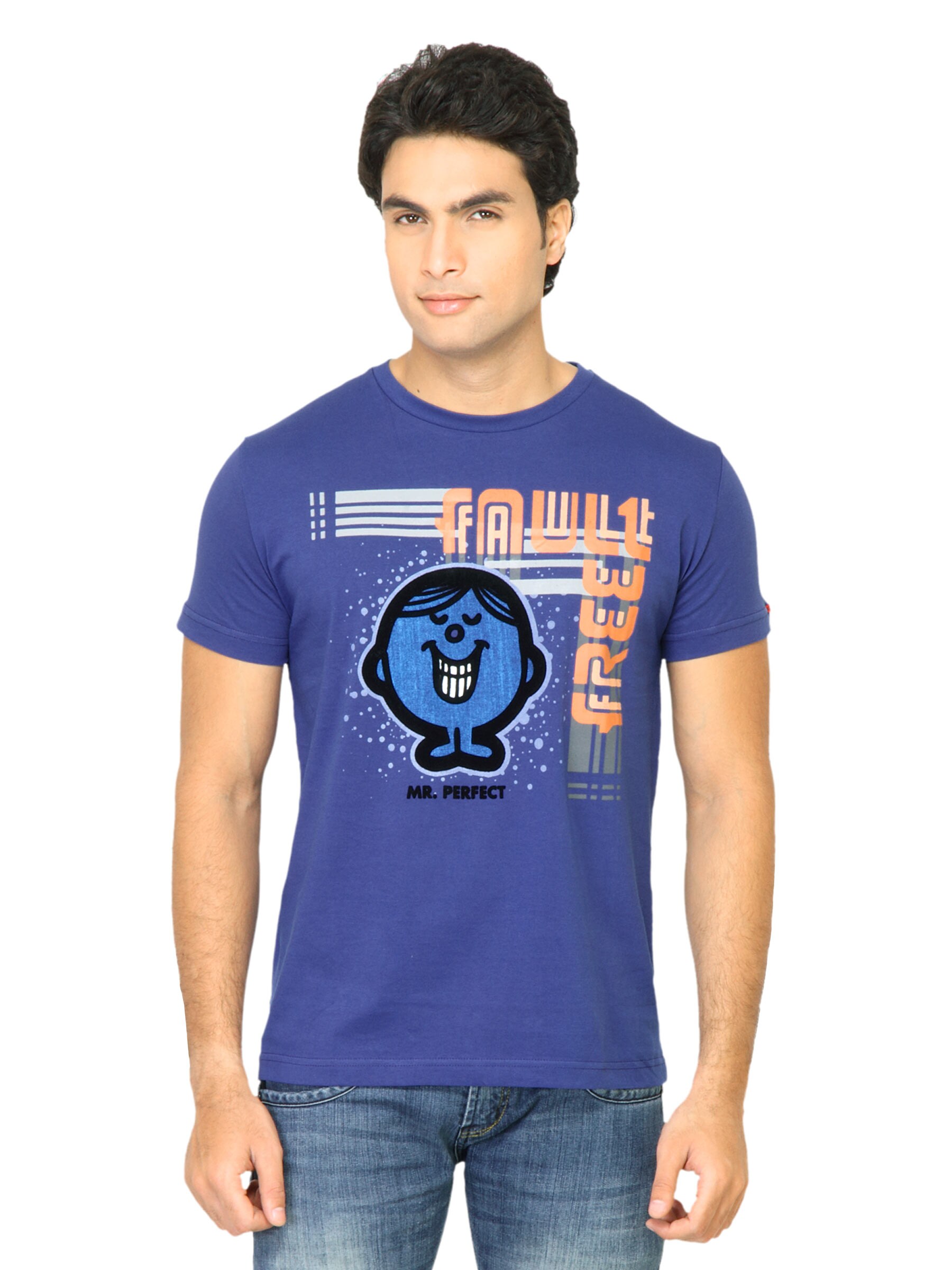 Mr.Men Men Printed Blue Tshirt