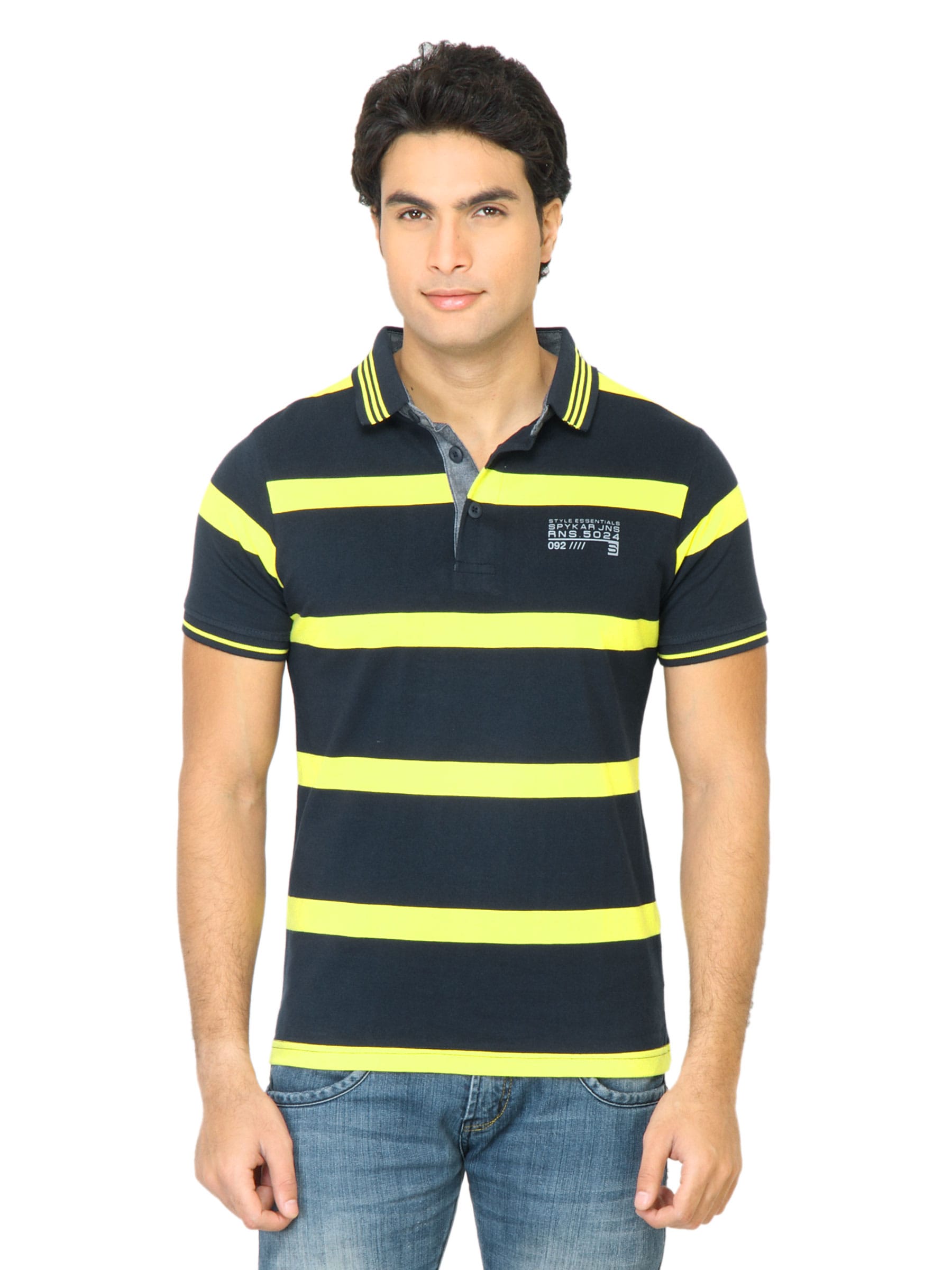 Spykar Men Black Polo T-Shirt