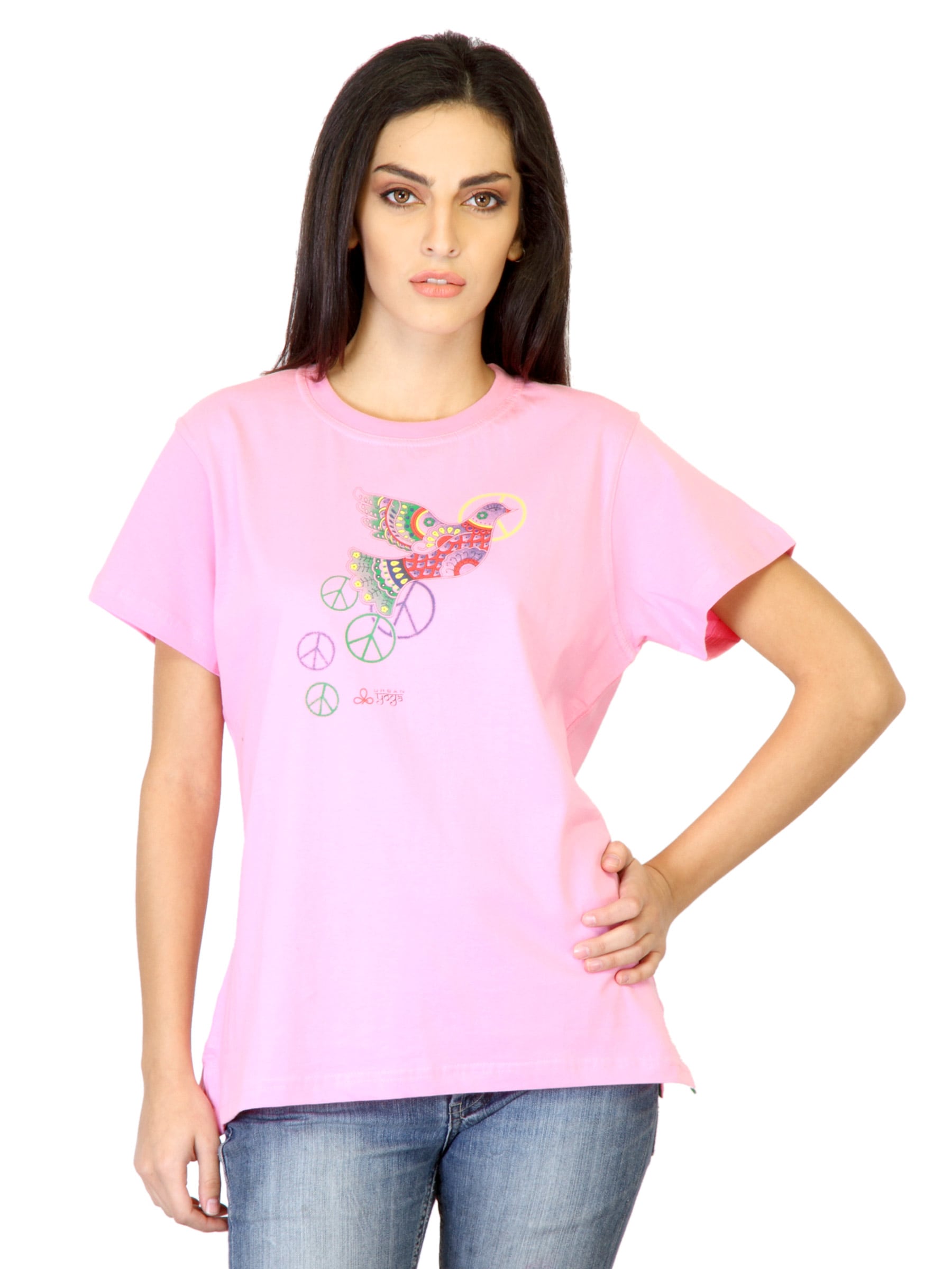 Urban Yoga Women Pink Printed T-shirt