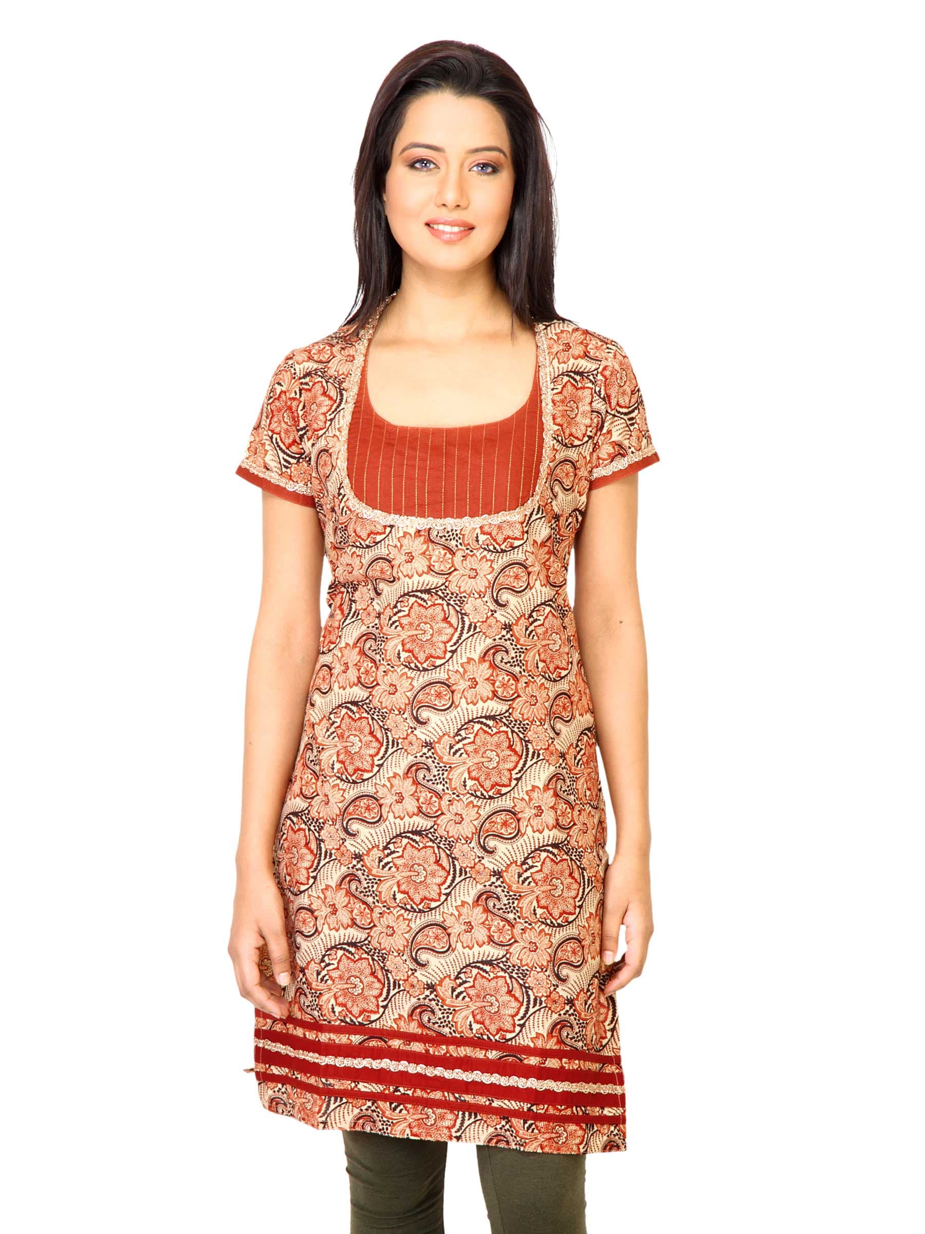 Visudh Women Printed Rust Kurta