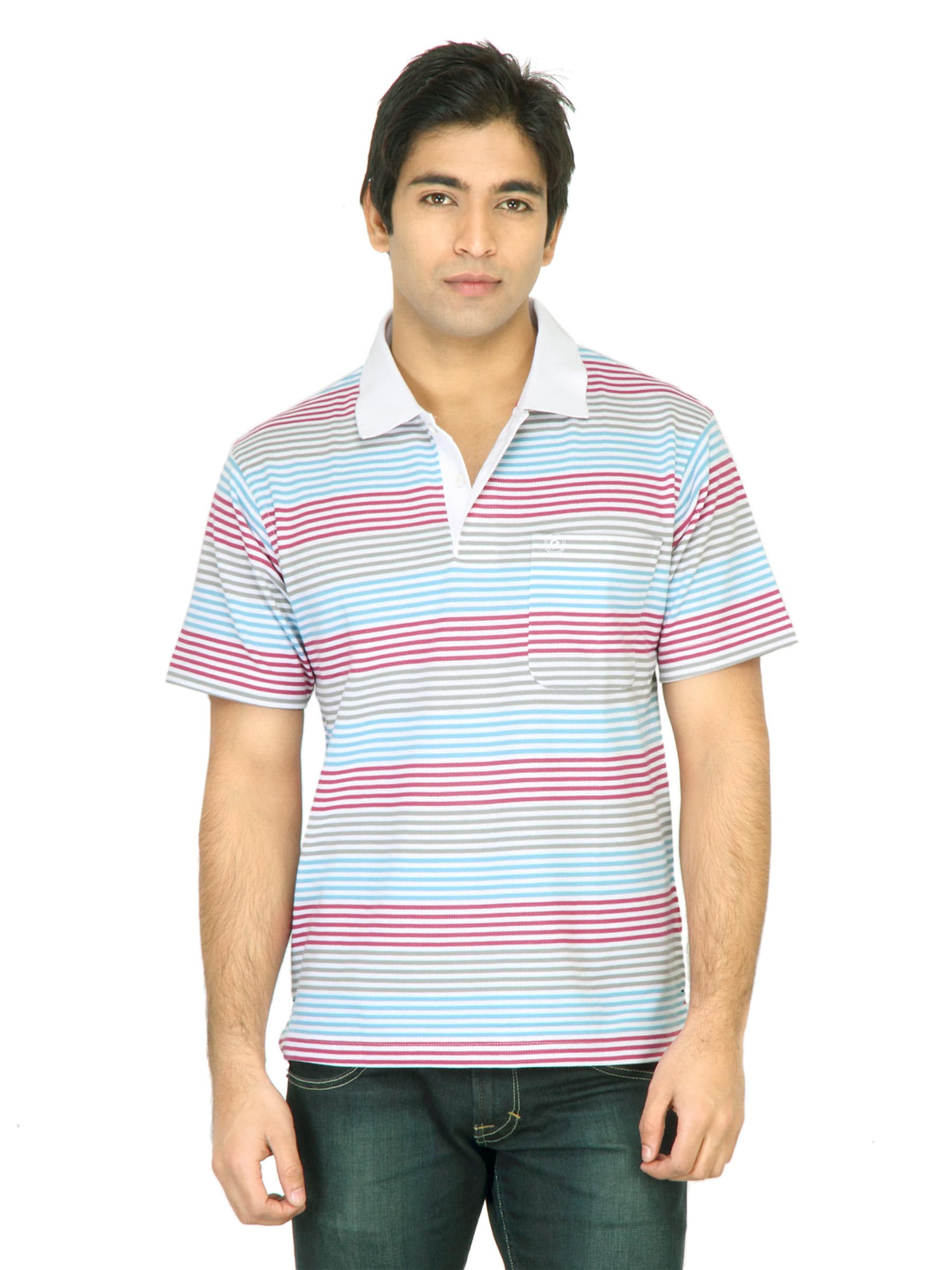 Classic Polo Men Striped White Tshirt