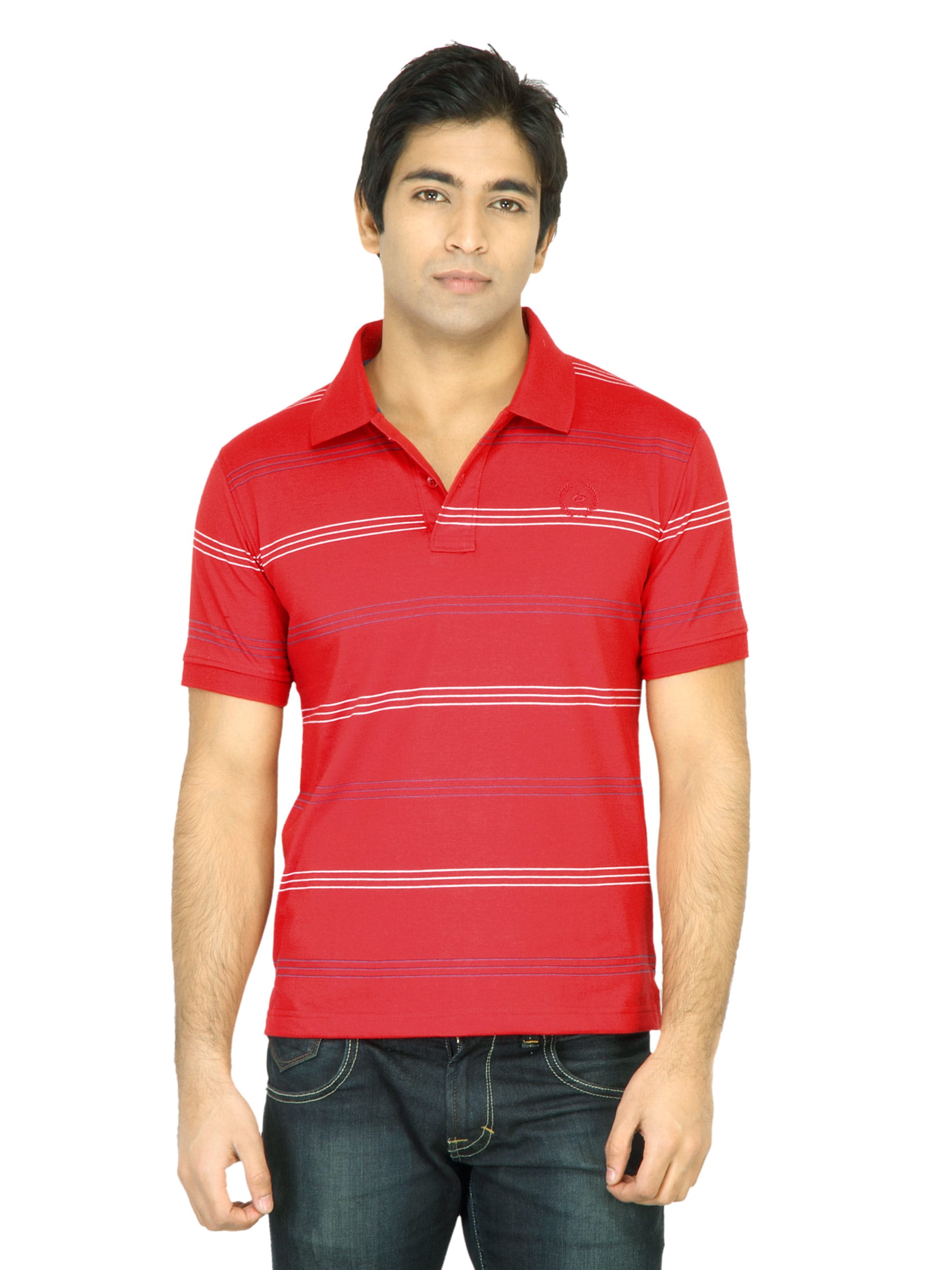 Classic Polo Men Striped Red Tshirt