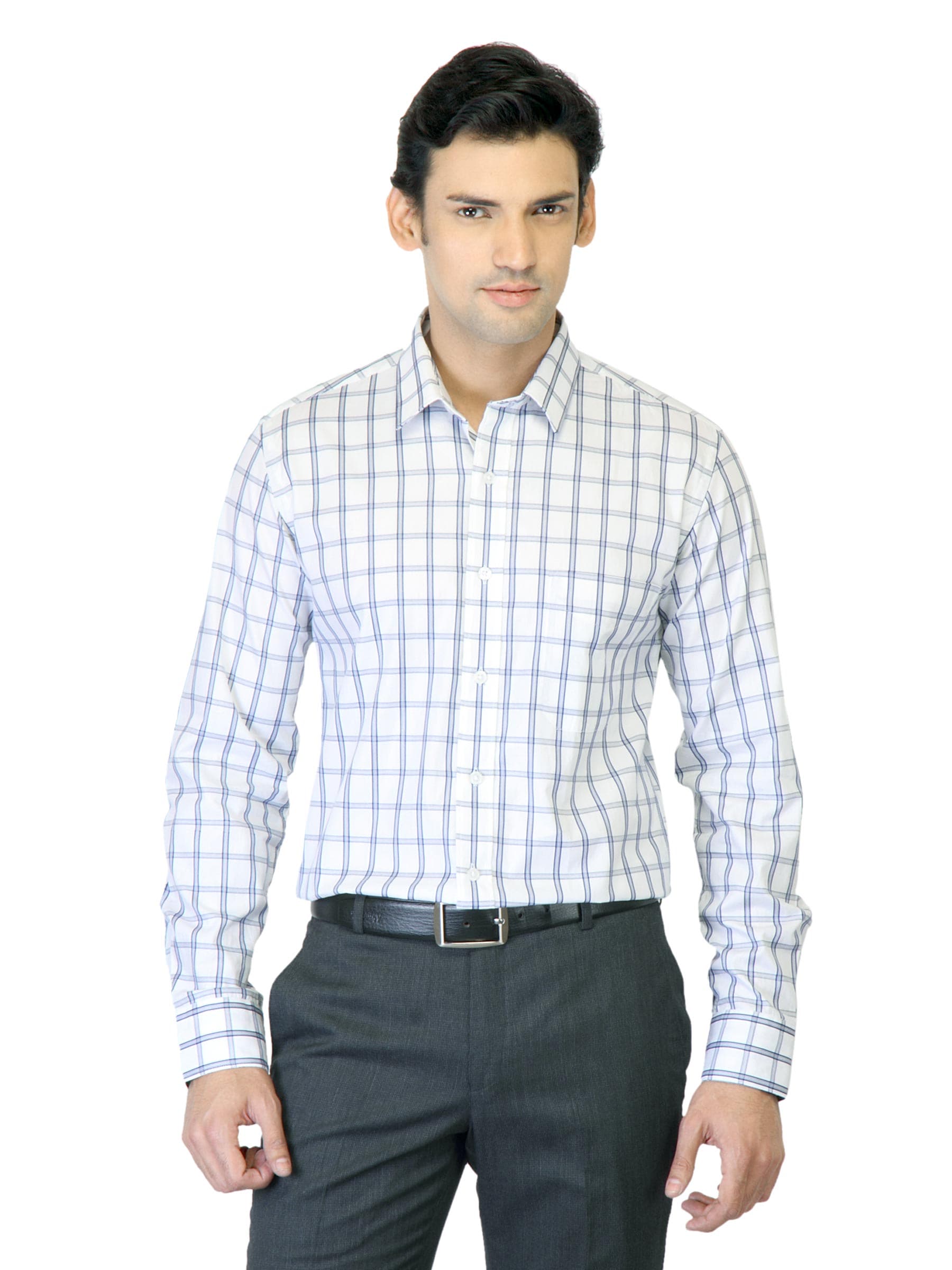 Black Coffee Men White Check Shirt