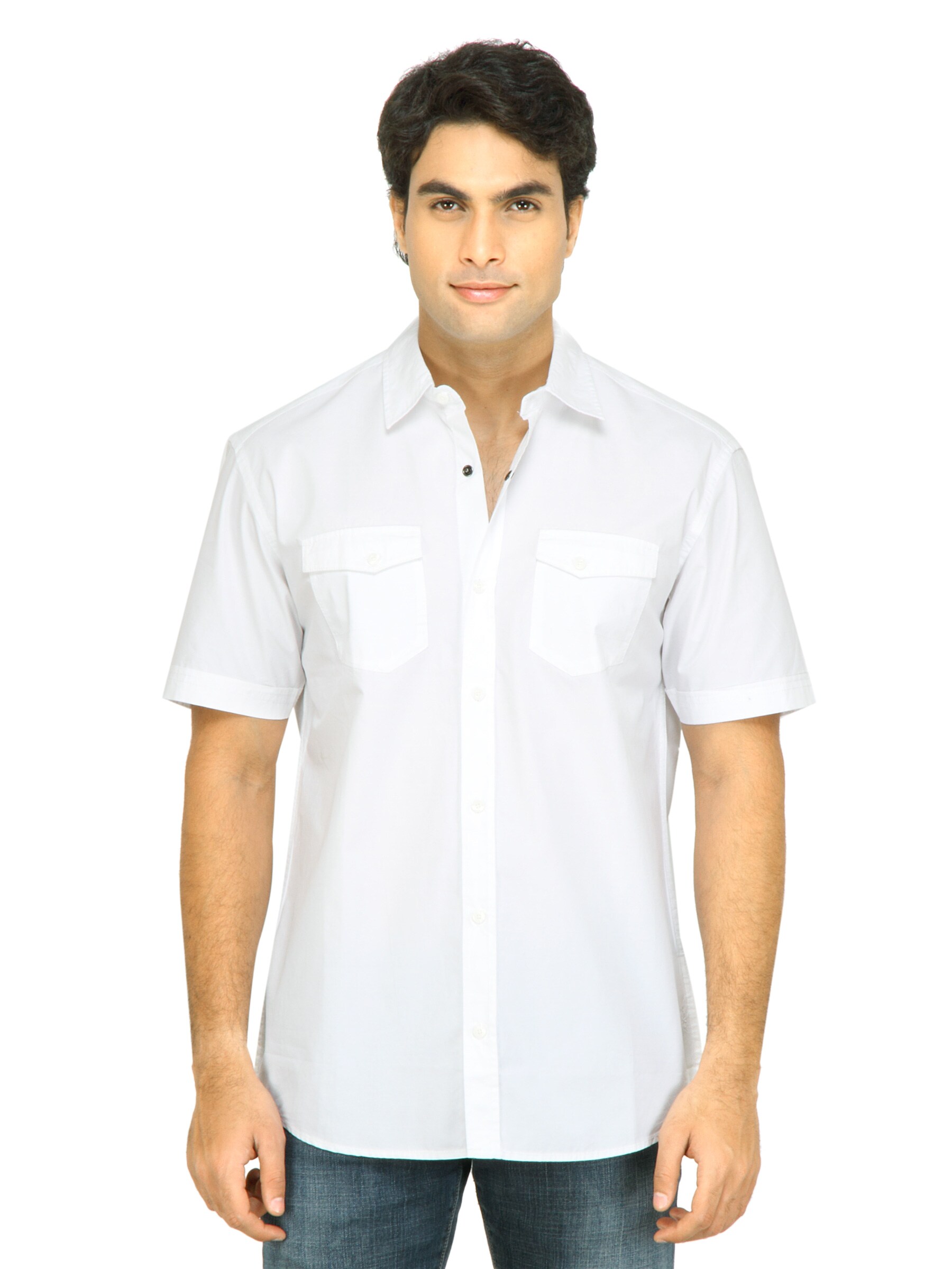 s.Oliver Men Solid White Shirt