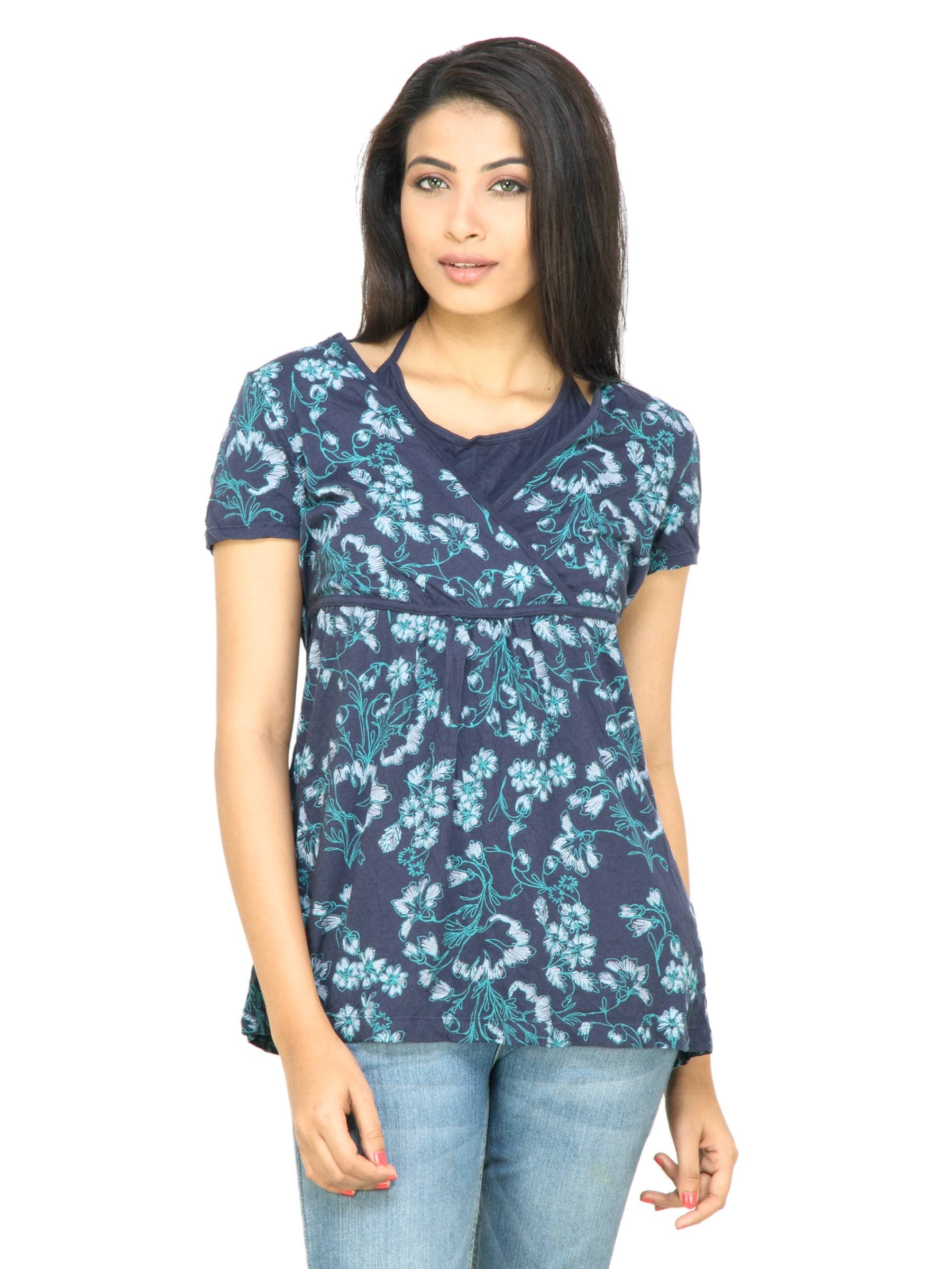 s.Oliver Women Printed Navy Blue Top