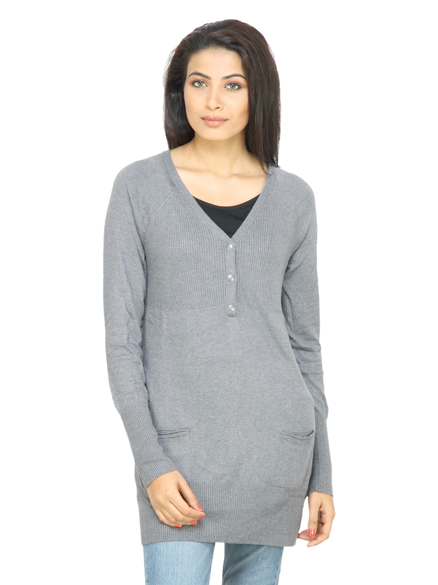 s.Oliver Women Solid Grey Sweater