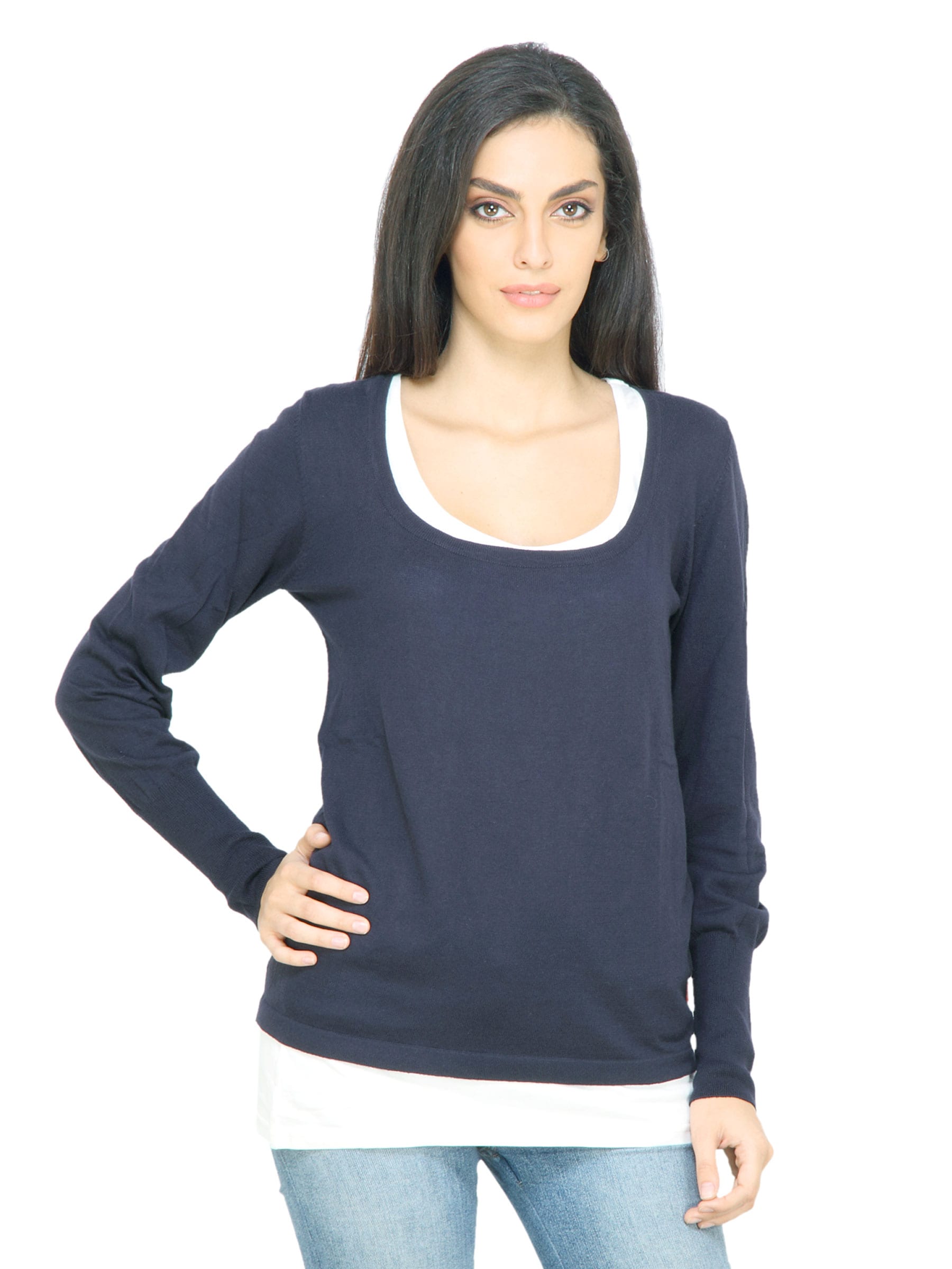 s.Oliver Women Layered Navy Blue Top