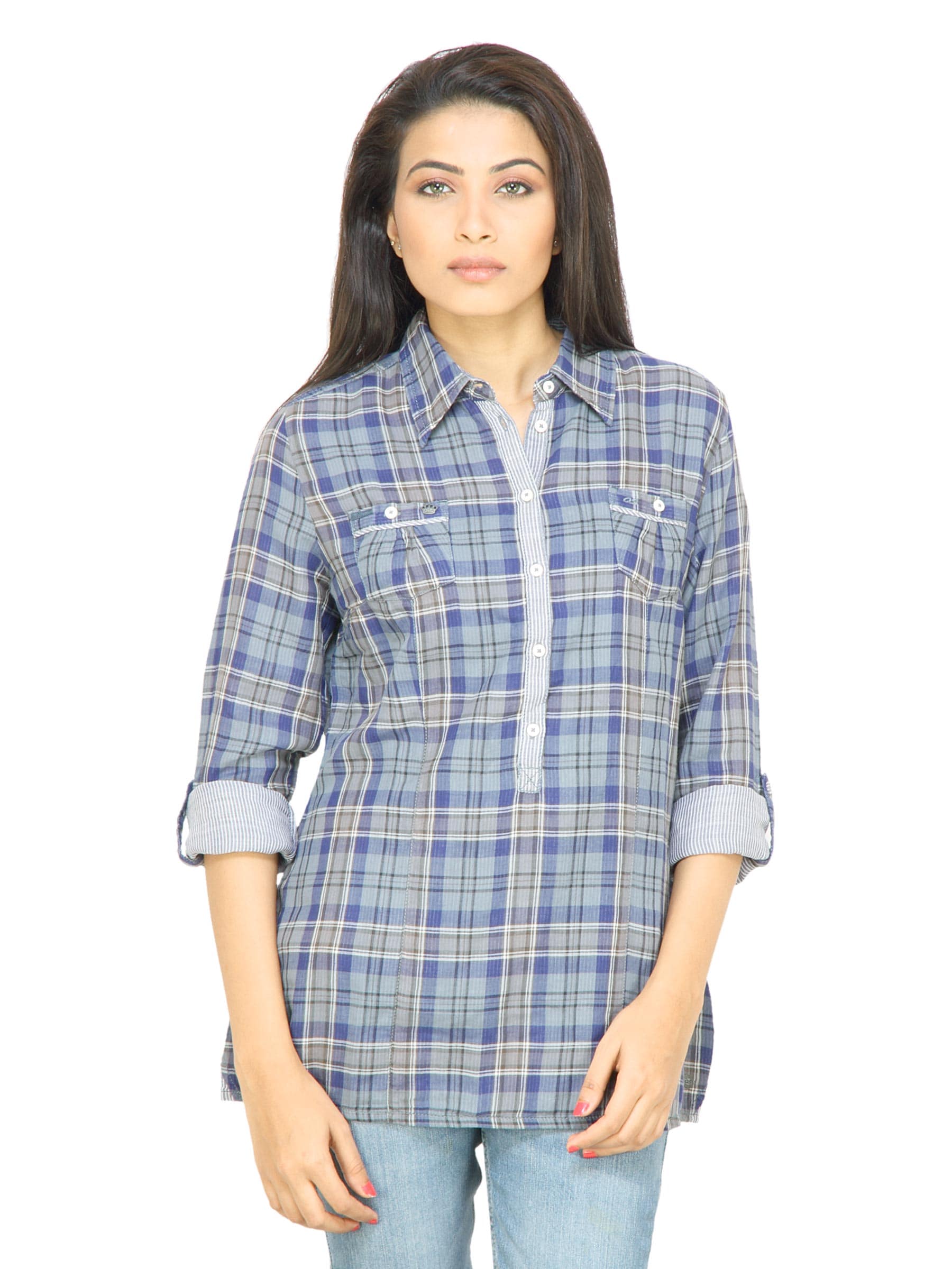 s.Oliver Women Check Blue Top