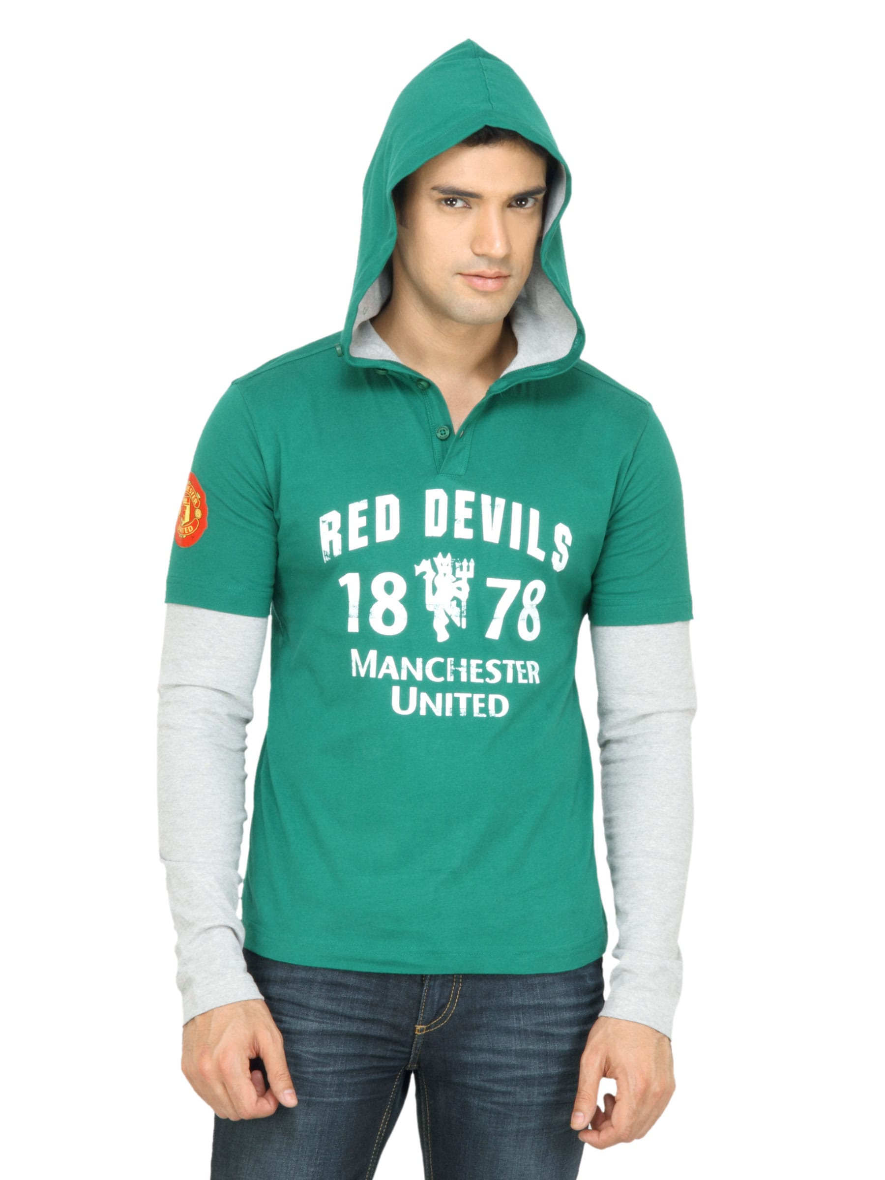 Manchester United Men Printed Green T-shirt