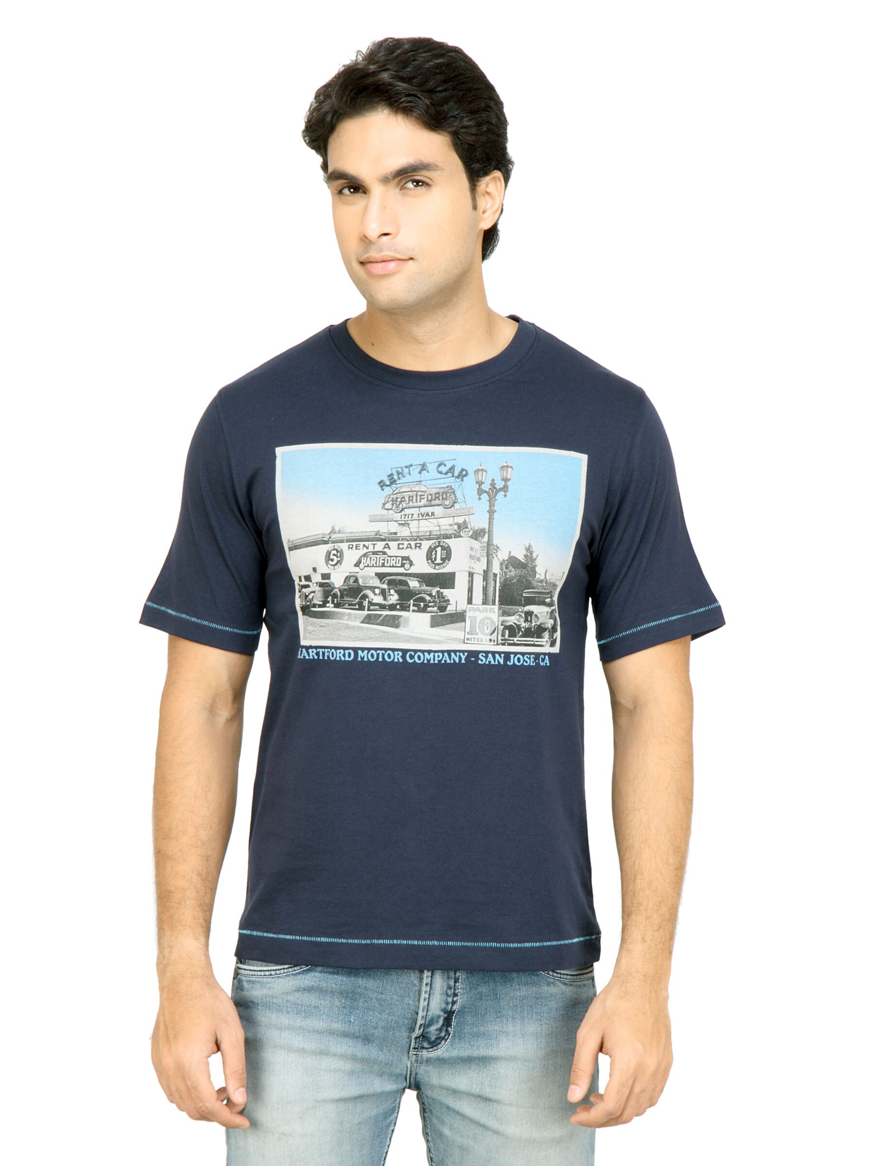 Locomotive Men Printed Navy Blue T-shirt