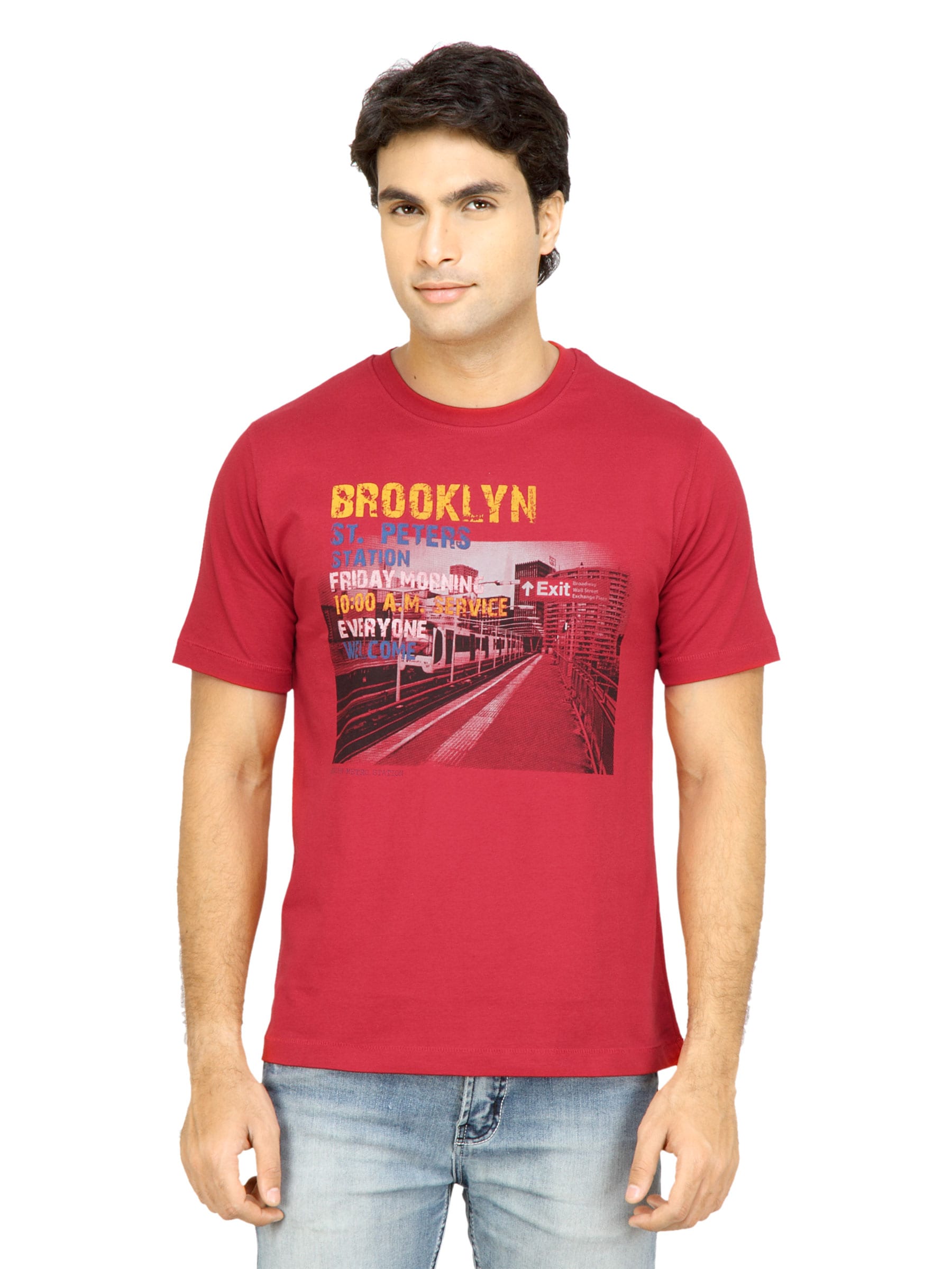 Locomotive Men Printed Red T-shirt