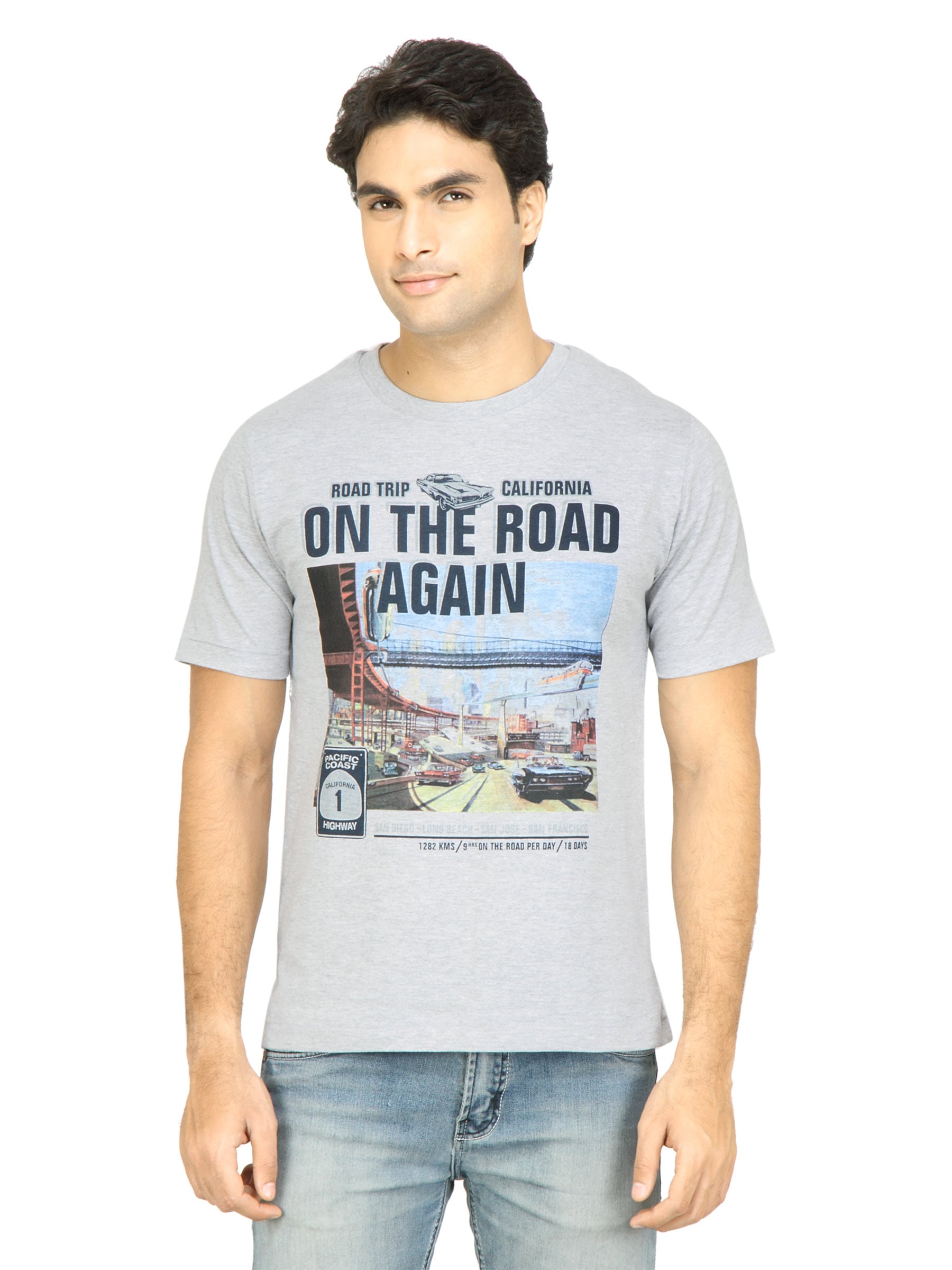 Locomotive Men Printed Grey T-shirt