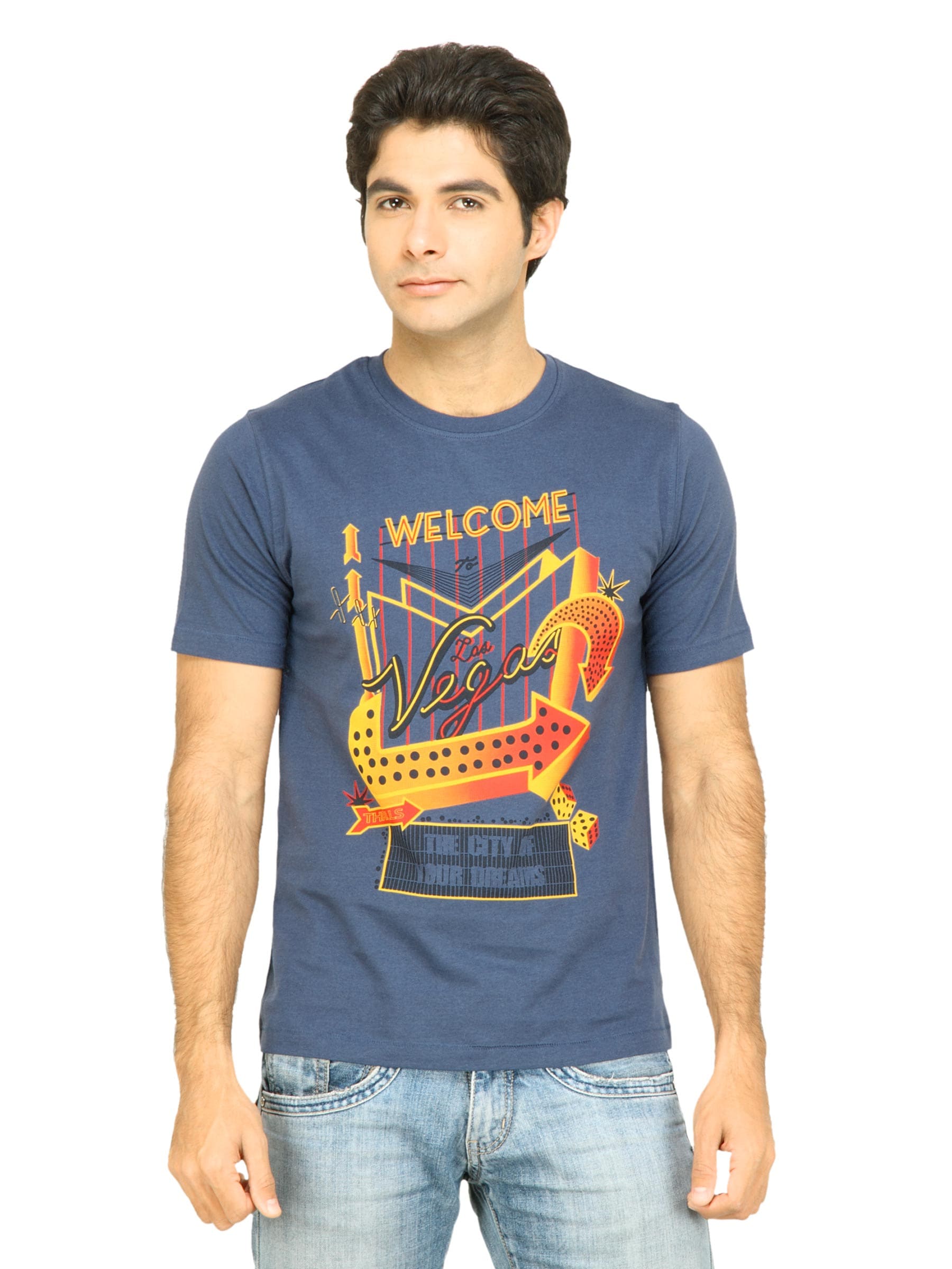 Locomotive Men Printed Navy Blue T-shirt