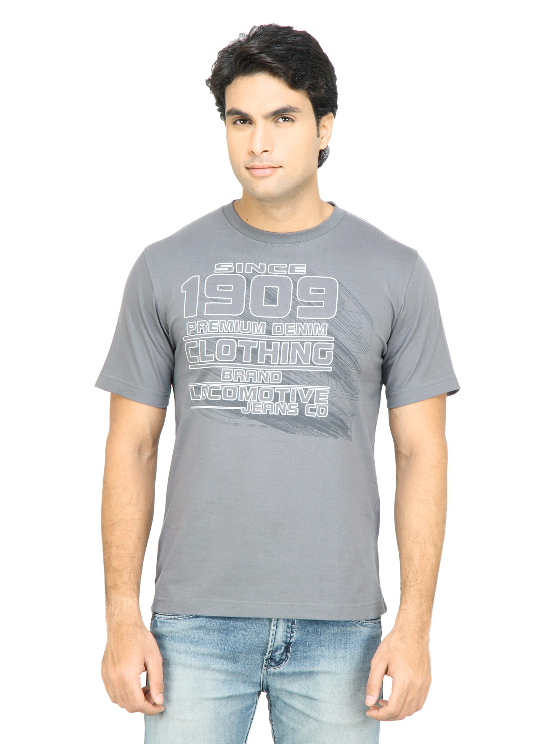 Locomotive Men Printed Grey T-shirt