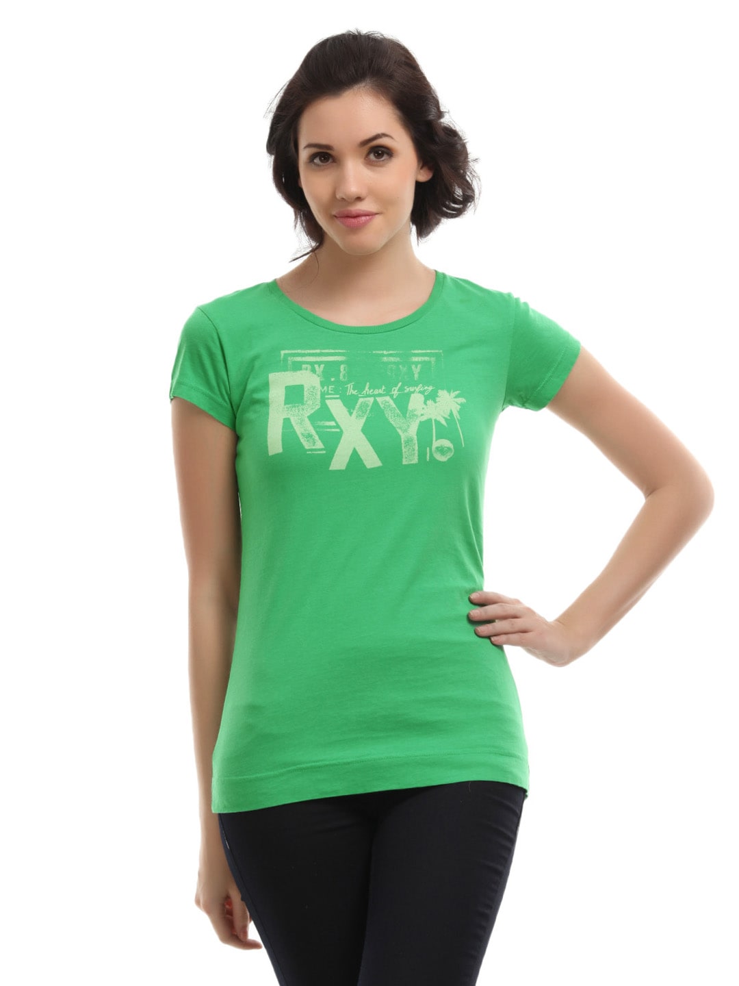 Roxy Women Green Graphic Printed T-Shirt