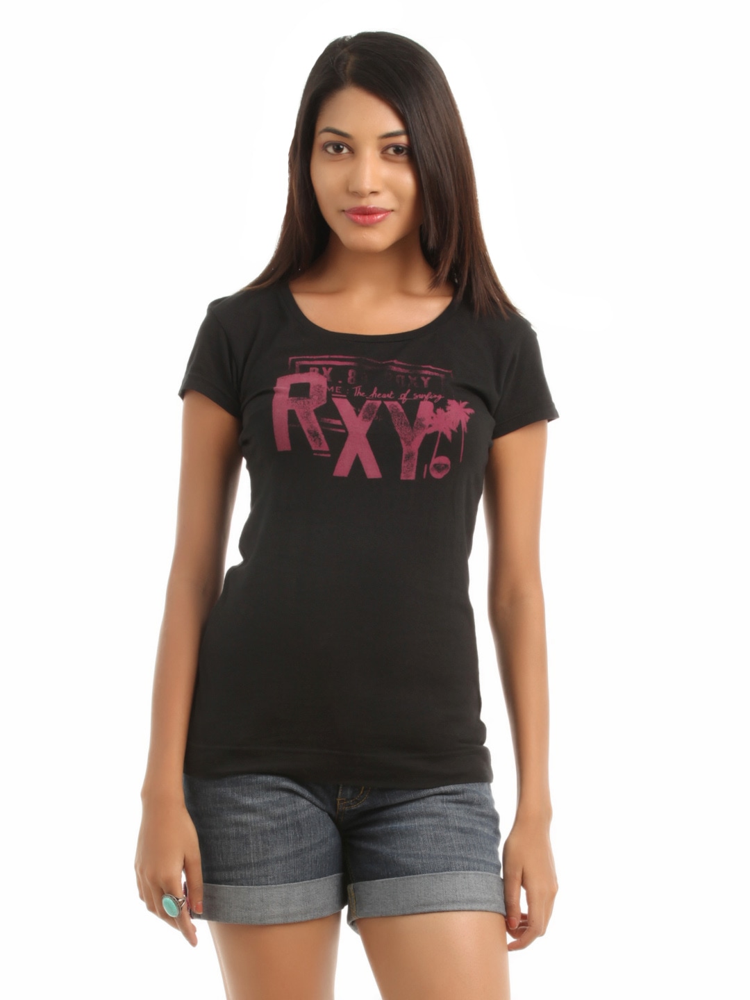 Roxy Women Black Printed T-Shirt