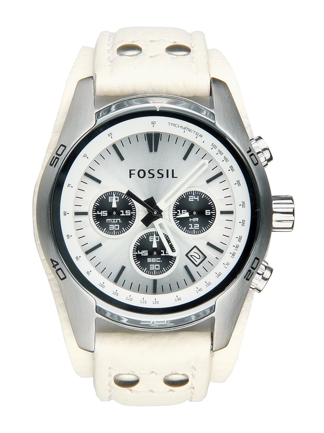 Fossil Men Silver-Toned Dial Chronograph Watch CH2592