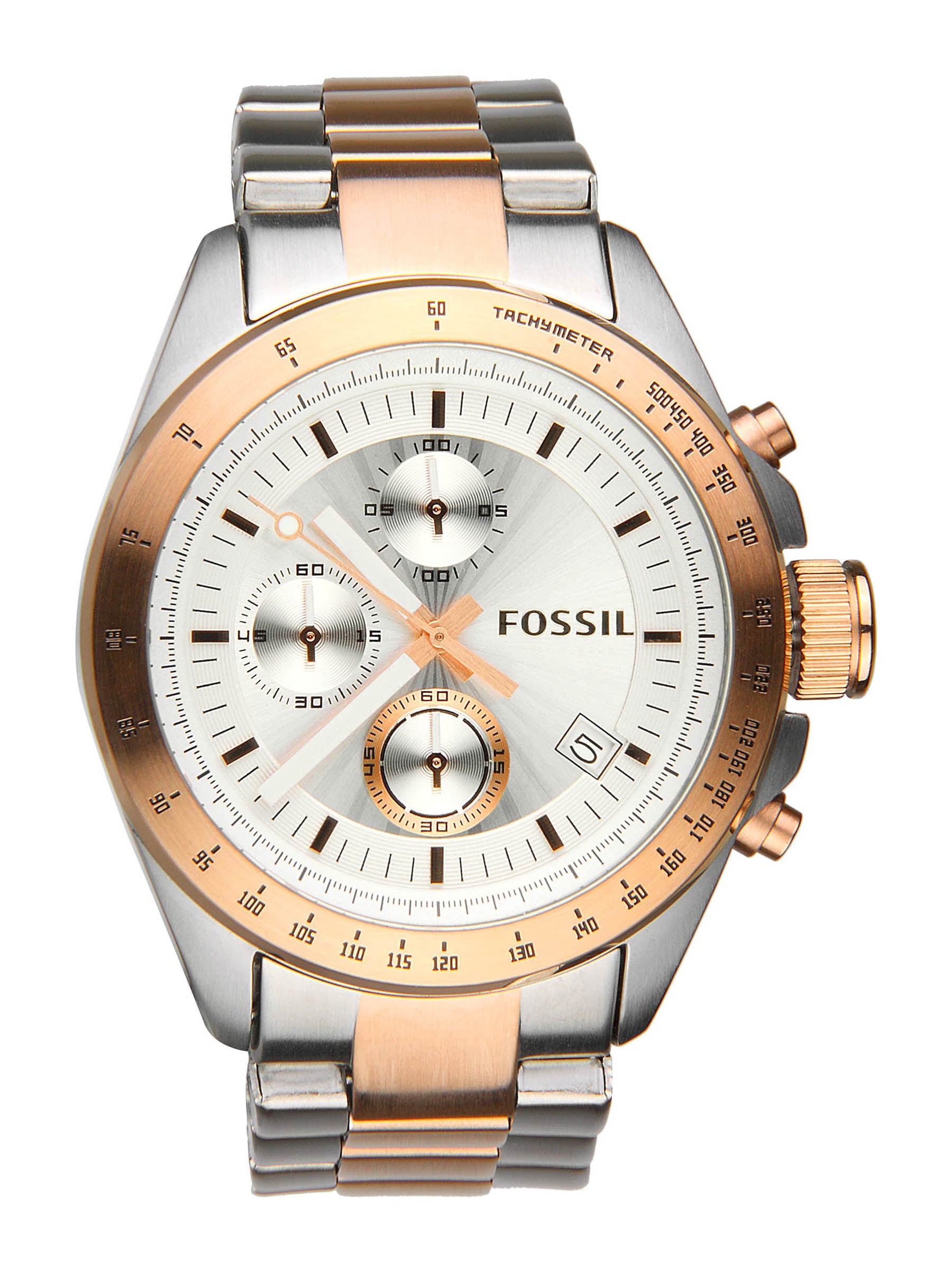 Fossil Men Silver-Toned Dial Chronograph Watch CH2686