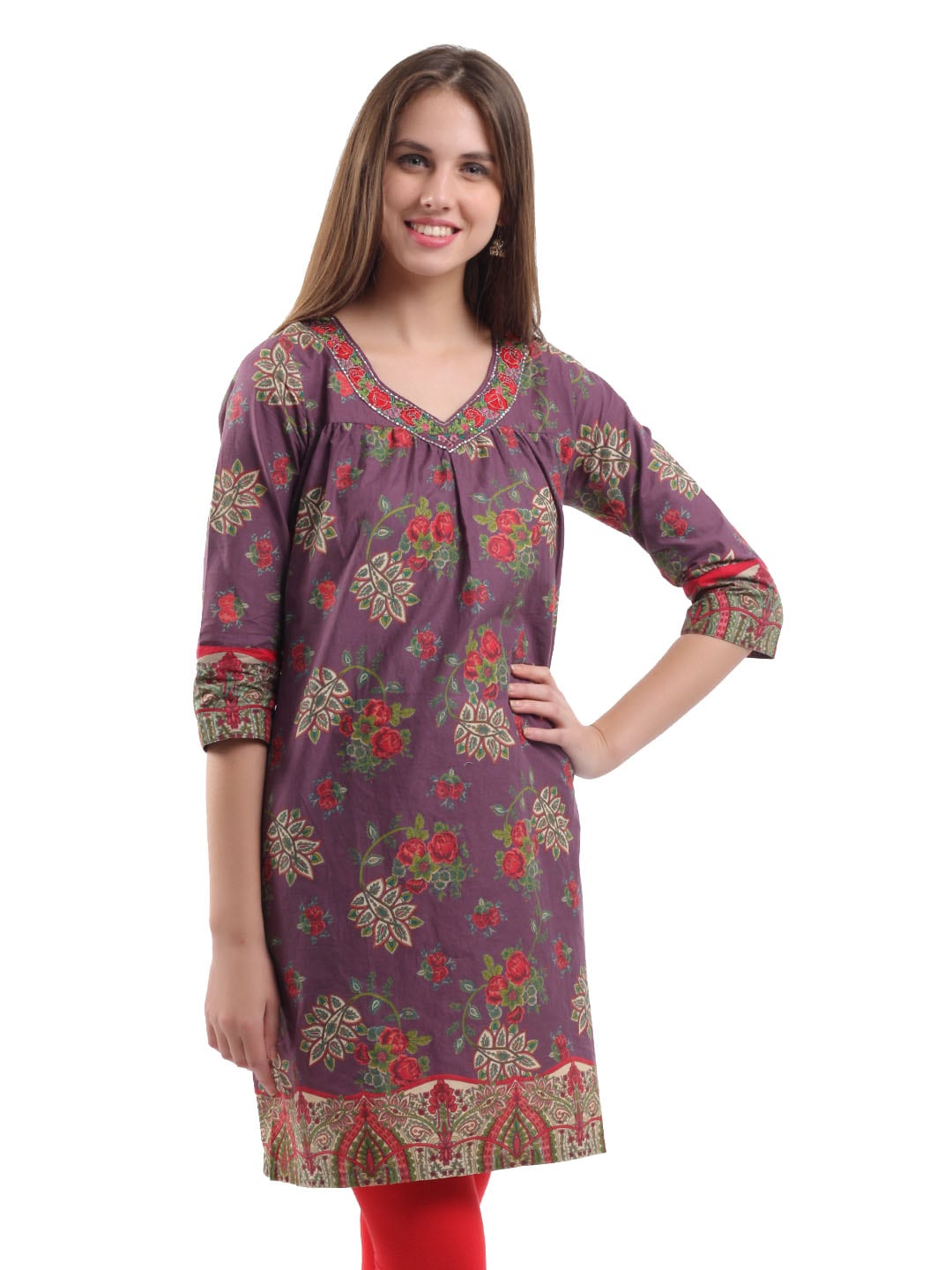 BIBA Women Purple Printed Kurta