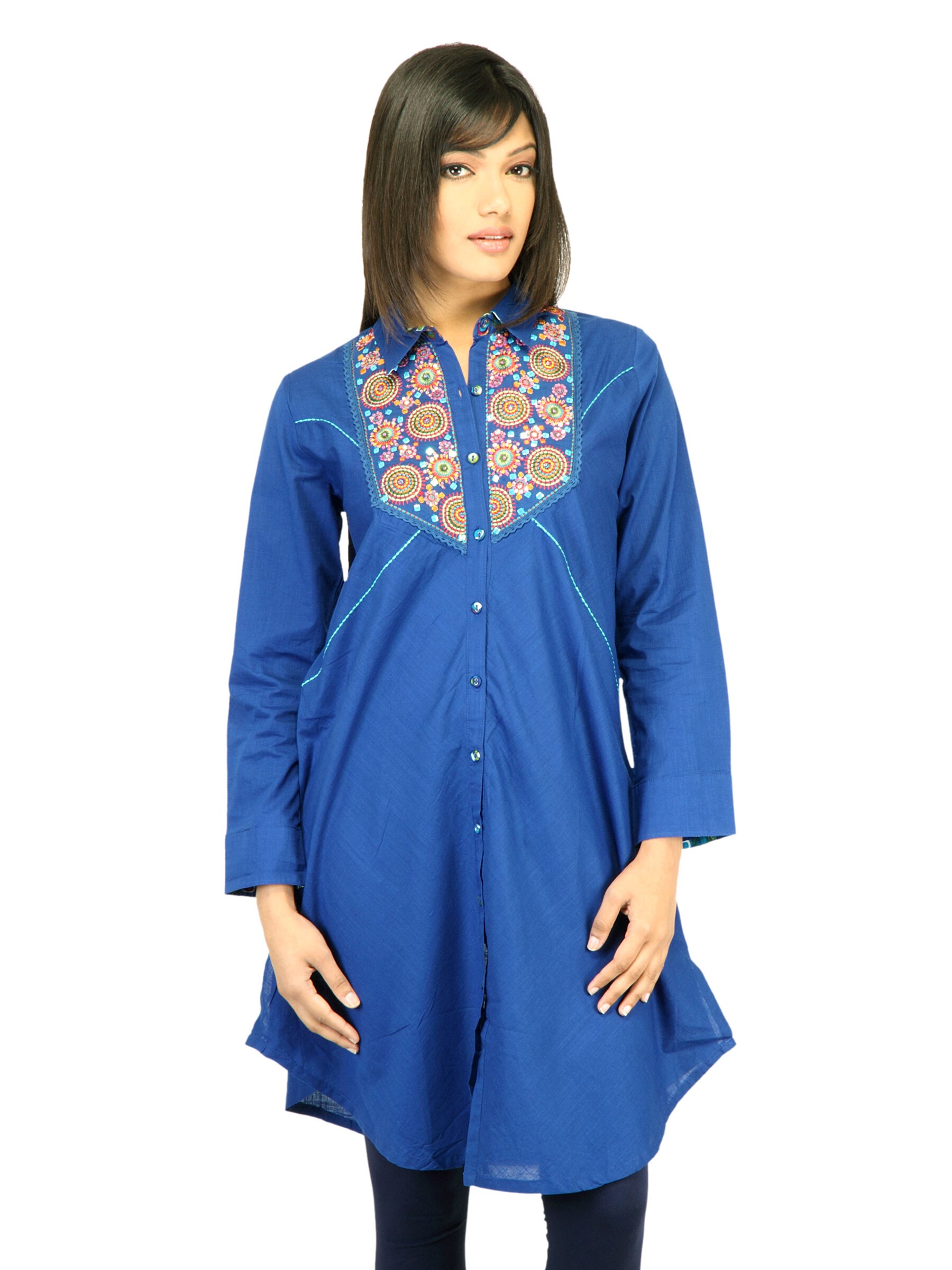 BIBA Women Printed Blue Kurta